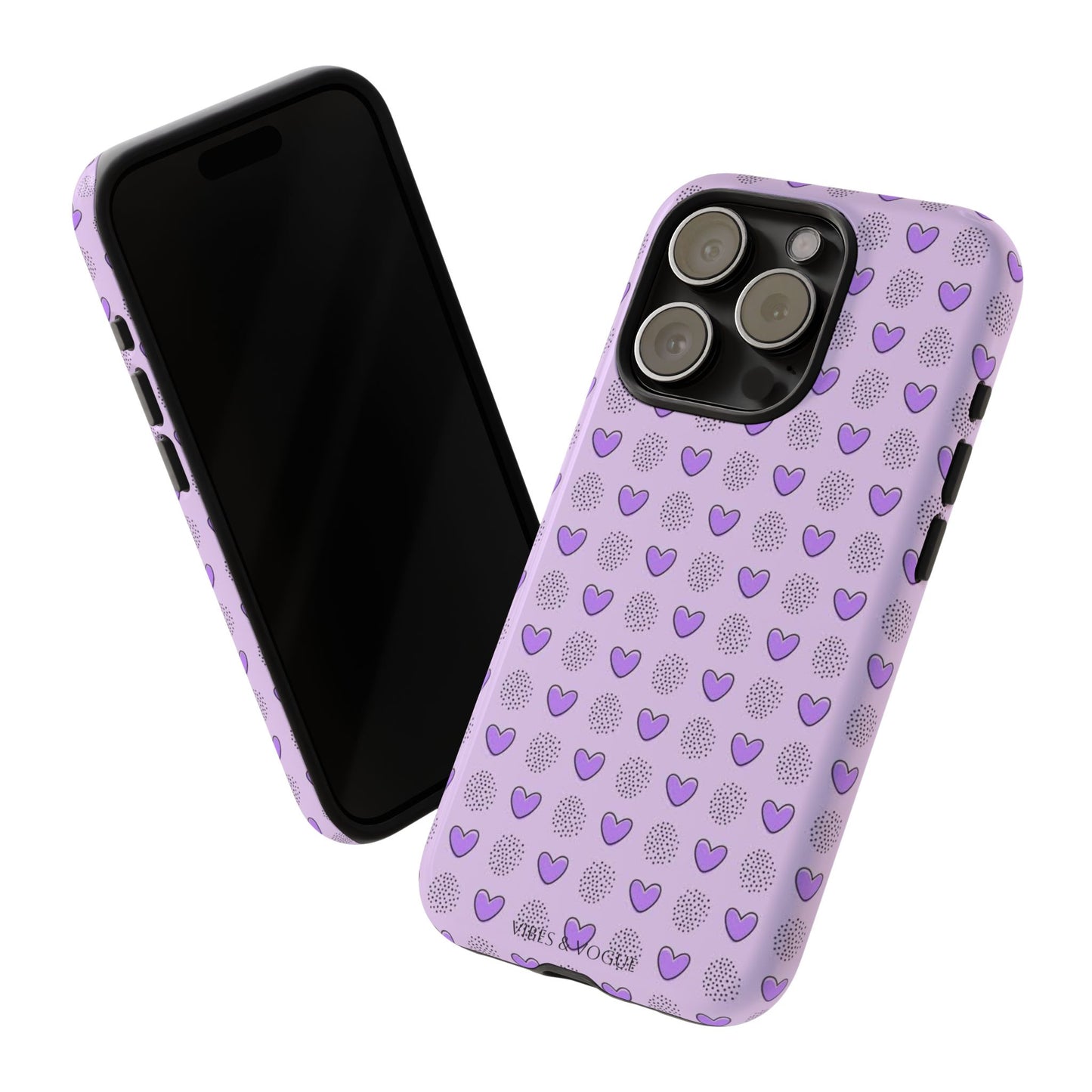 Purple Heart Pattern Phone Case - Tough Cases for a Stylish & Protective Vibe
