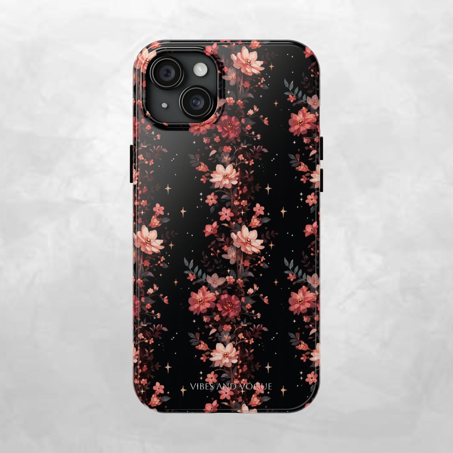 Floral Galaxy Phone Case – Dark Pink Blossom Tough Protective Case
