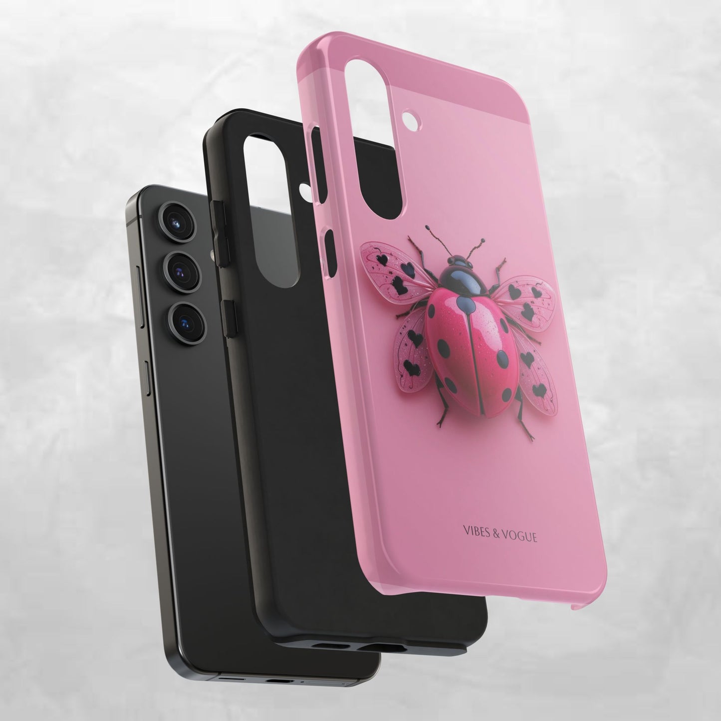 Pink Ladybug Tough Phone Case, Cute Phone Cover, Bug Lover Gift, Durable Smartphone Shell, Protective Tech Accessory
