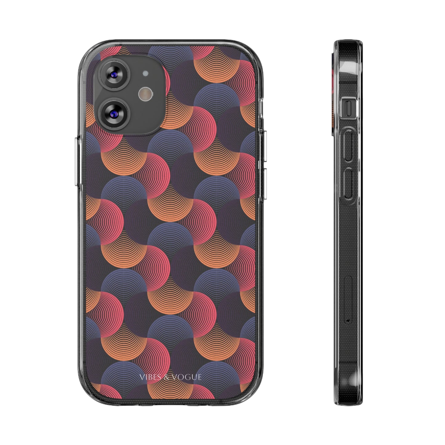 Colorful Retro Wave Clear Silicone Phone Case