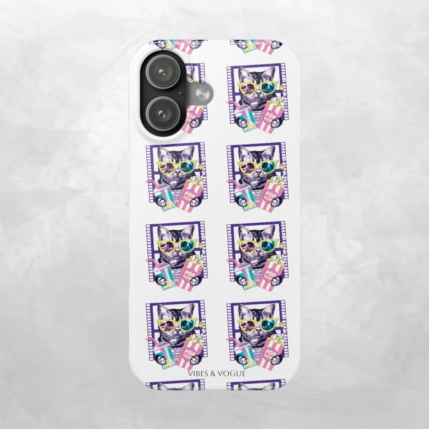 Cat Lover's Slim Phone Cases, Cute Cat Phone Covers, Pet-Themed Accessories, Gifts for Cat Lovers, Vibrant Patterned Cases