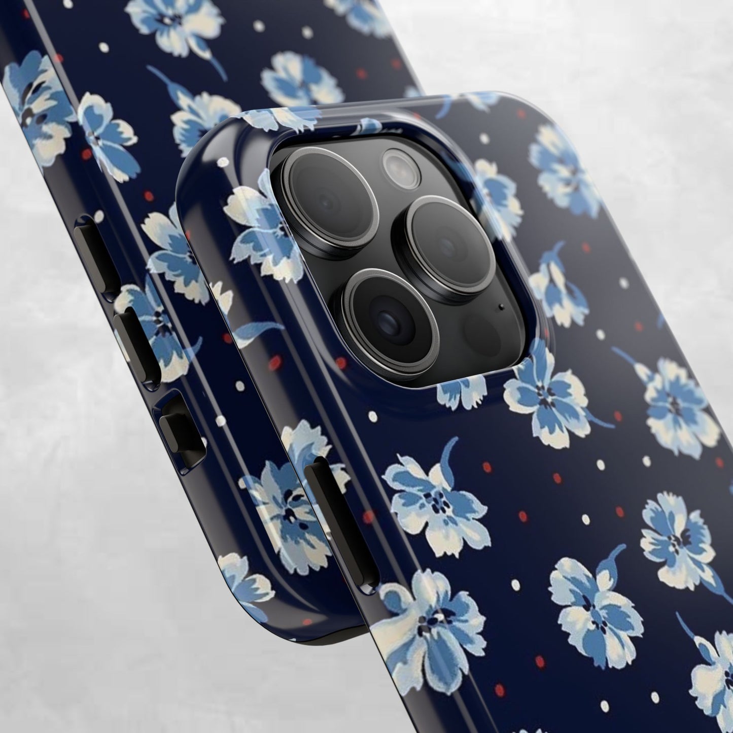 Floral Navy Tough Phone Case — Blue Blossom Protective Phone Cover