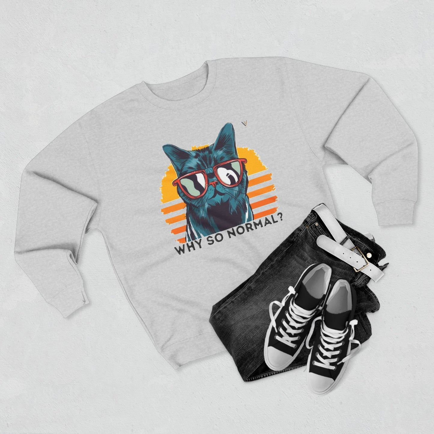 Funny Cat Crewneck Sweatshirt - 'Why So Normal?' - Unisex Casual Apparel