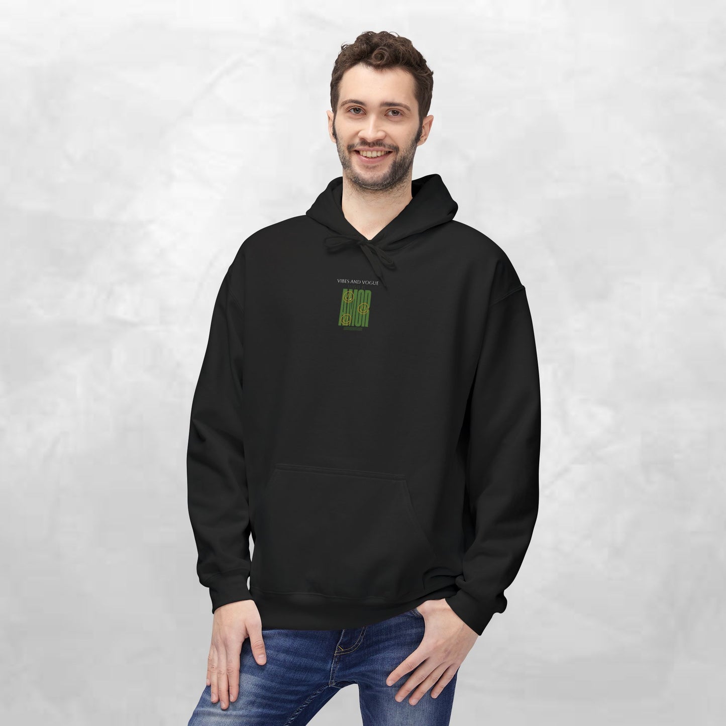 Amor Graphic Hoodie — Green Vintage Script Love Design