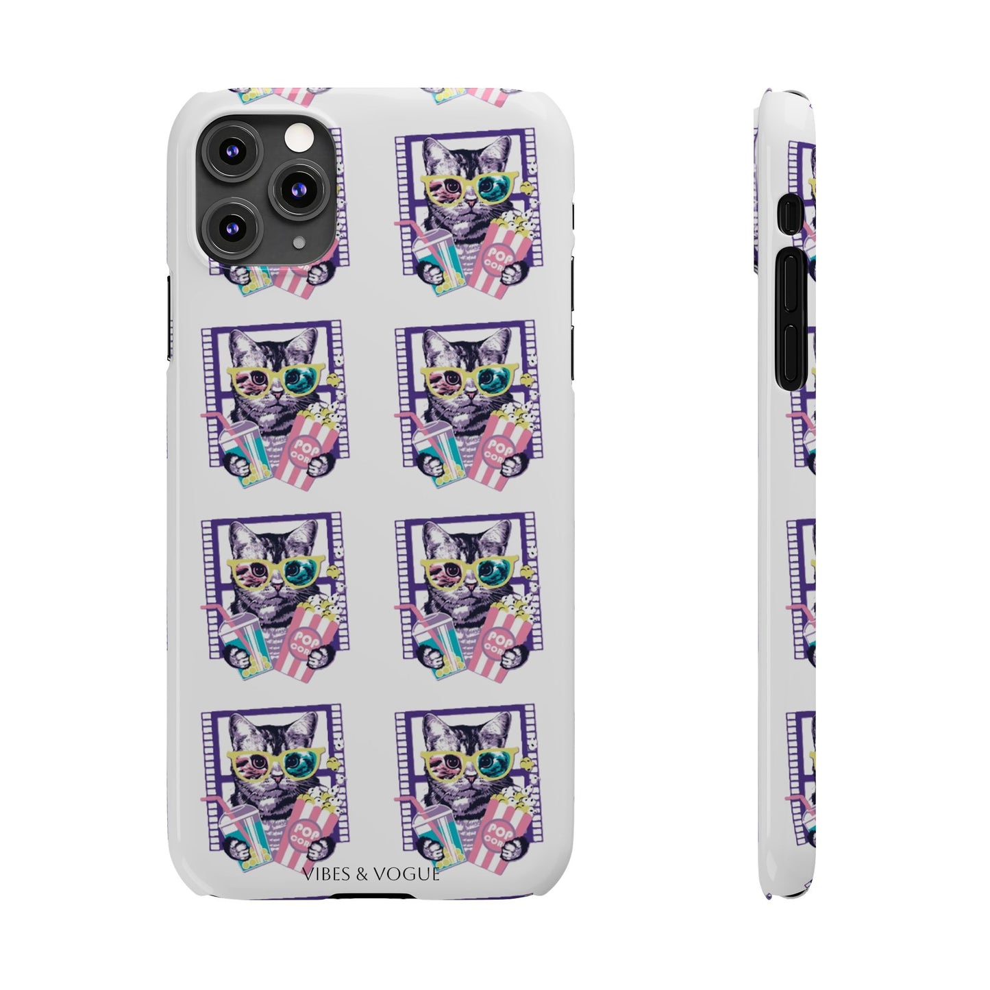 Cat Lover's Slim Phone Cases, Cute Cat Phone Covers, Pet-Themed Accessories, Gifts for Cat Lovers, Vibrant Patterned Cases
