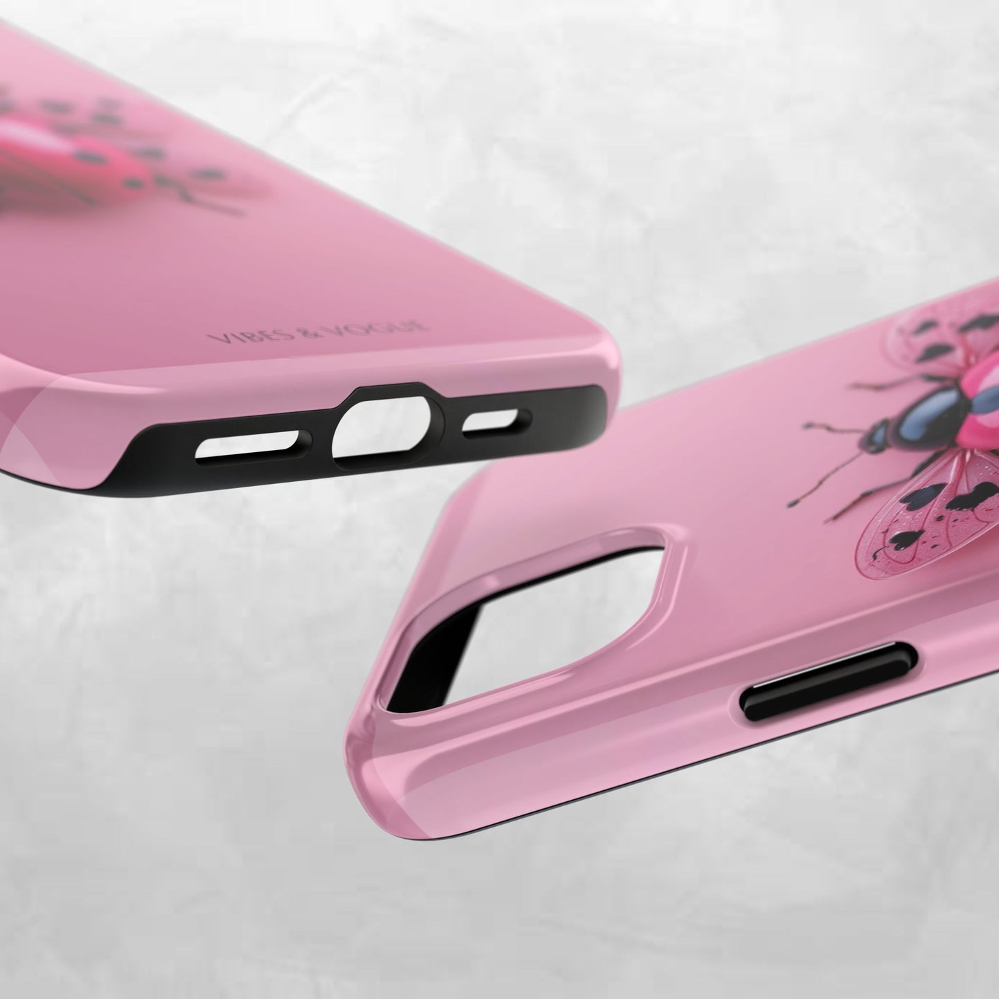 Pink Ladybug Tough Phone Case, Cute Phone Cover, Bug Lover Gift, Durable Smartphone Shell, Protective Tech Accessory