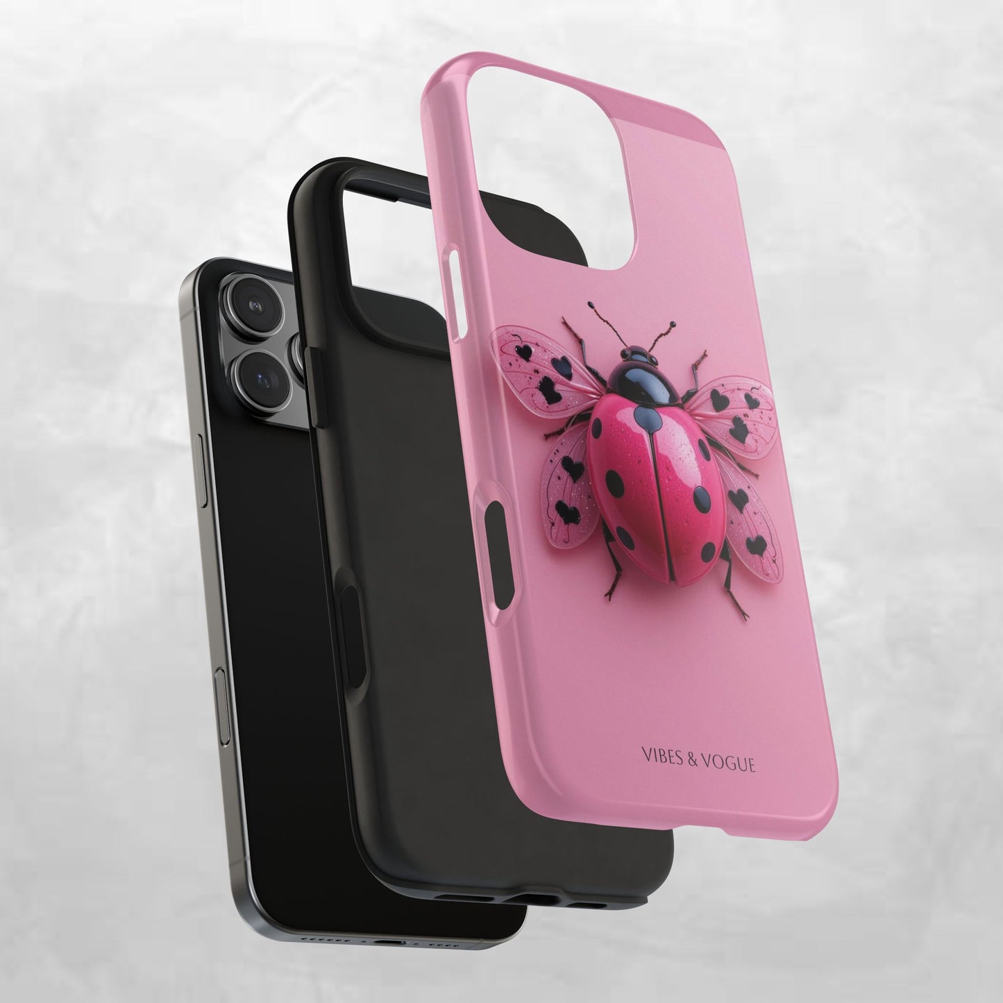 Pink Ladybug Tough Phone Case, Cute Phone Cover, Bug Lover Gift, Durable Smartphone Shell, Protective Tech Accessory