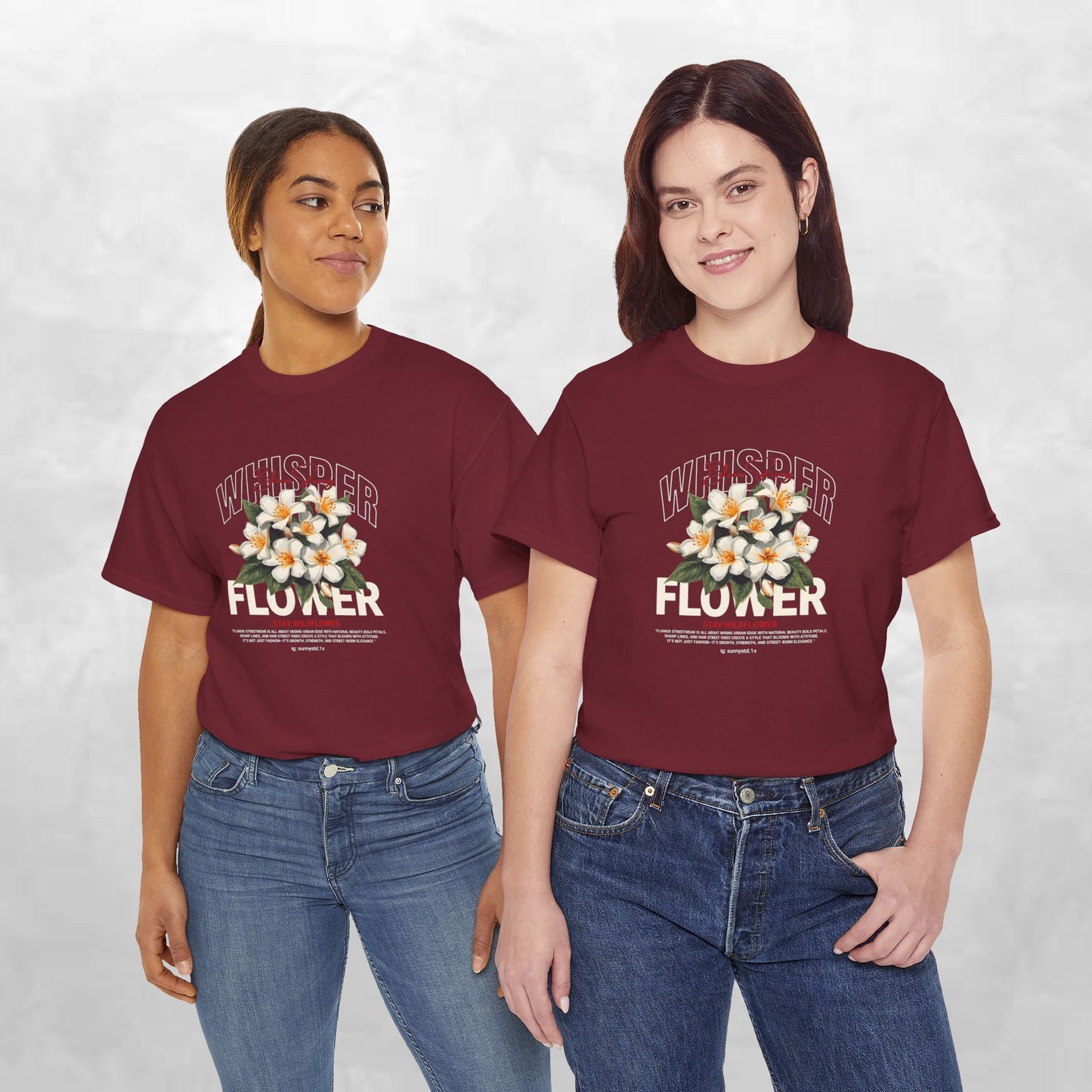 Floral "Whisper Flower" Graphic Tee — Vintage Plumeria Blossom Shirt