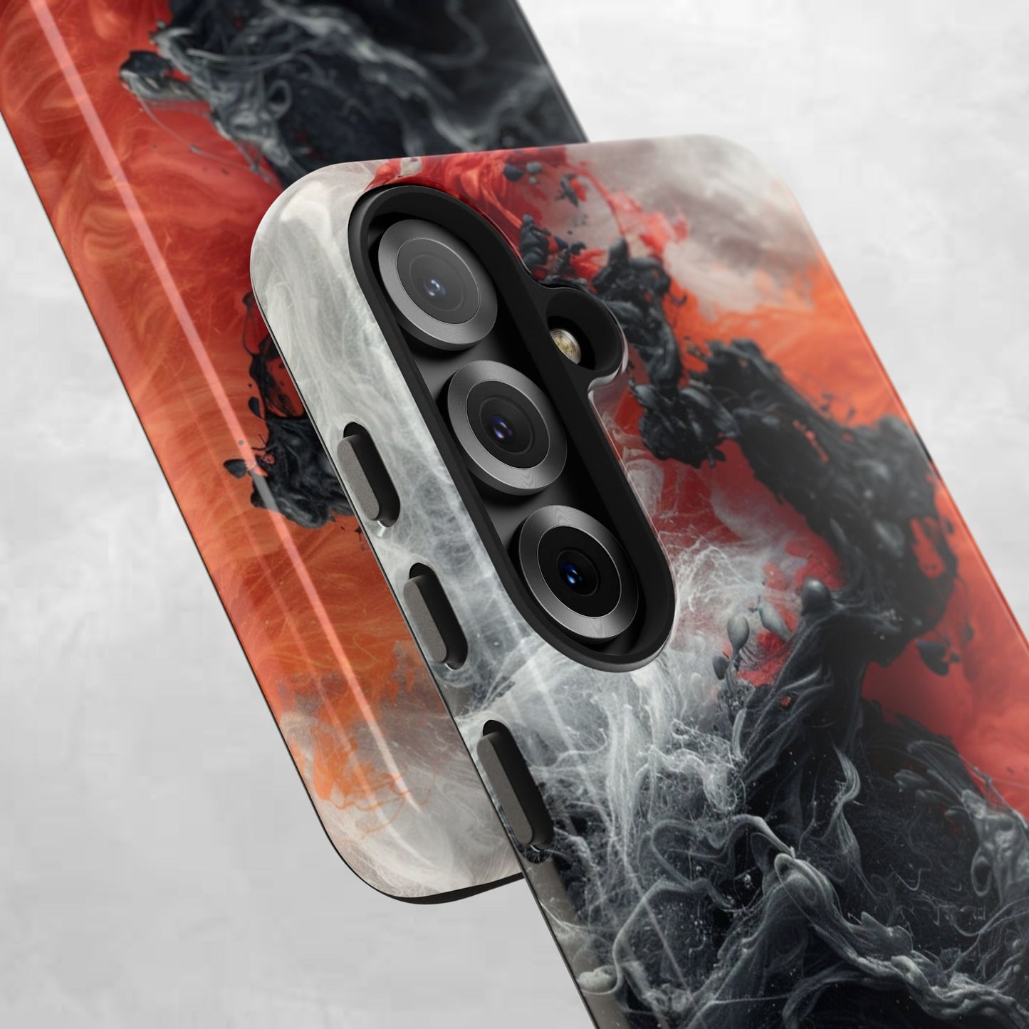 Abstract Red & Black Smoke Tough Phone Case — Vibes and Vogue Protective Cover