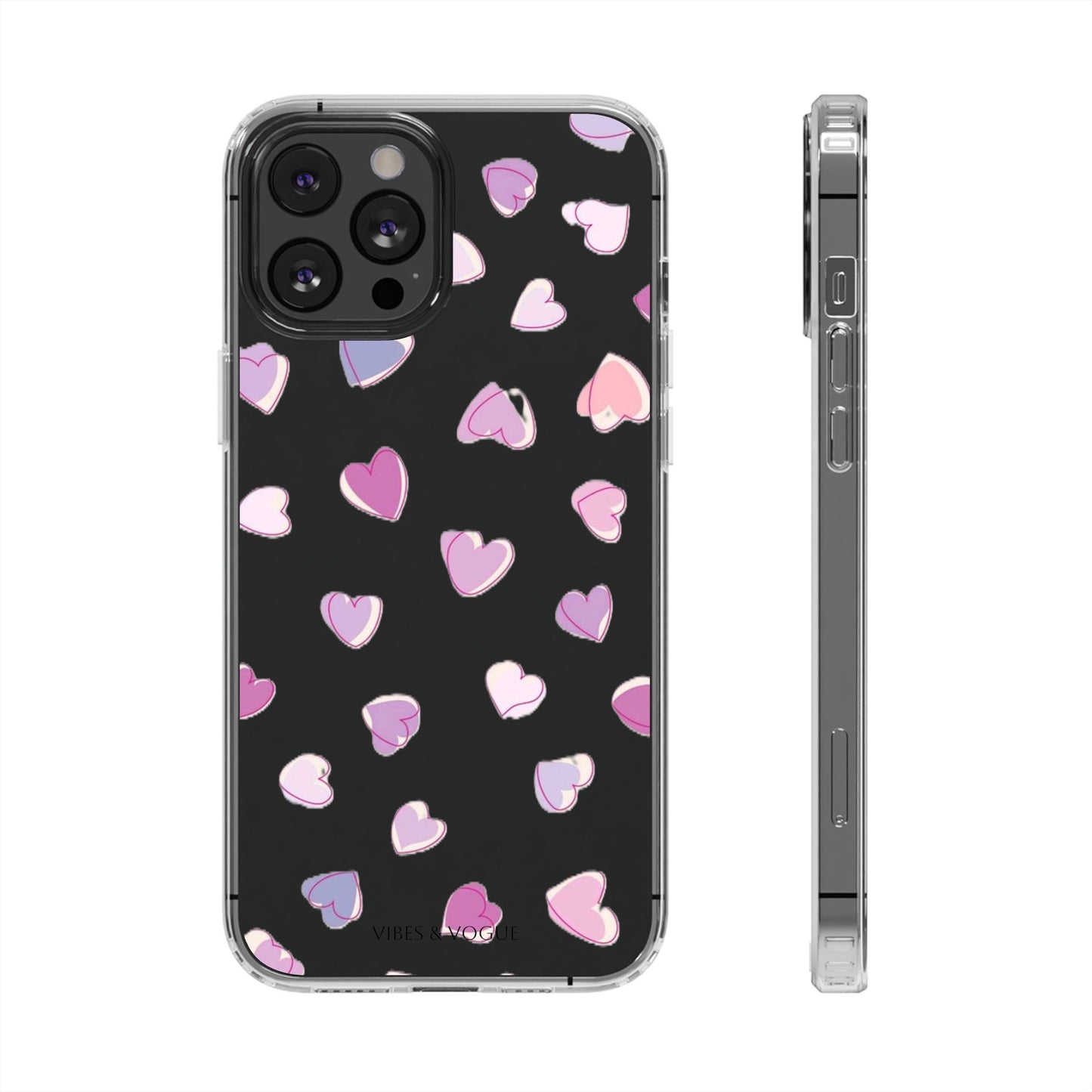 Heart Pattern Clear Case, Cute Phone Cover, Valentine's Day Gift, Trendy Phone Accessory, Love Theme Case