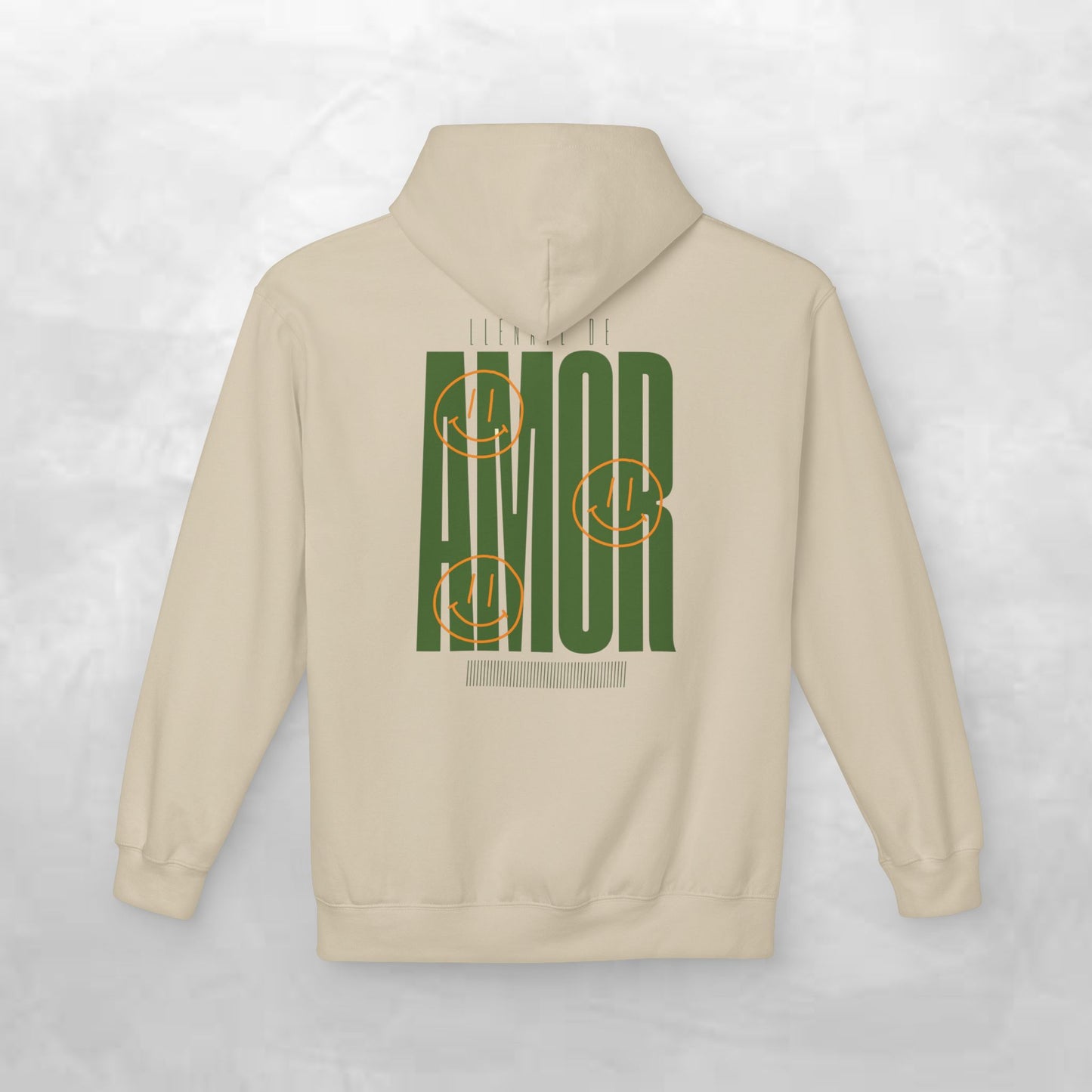 Amor Graphic Hoodie — Green Vintage Script Love Design