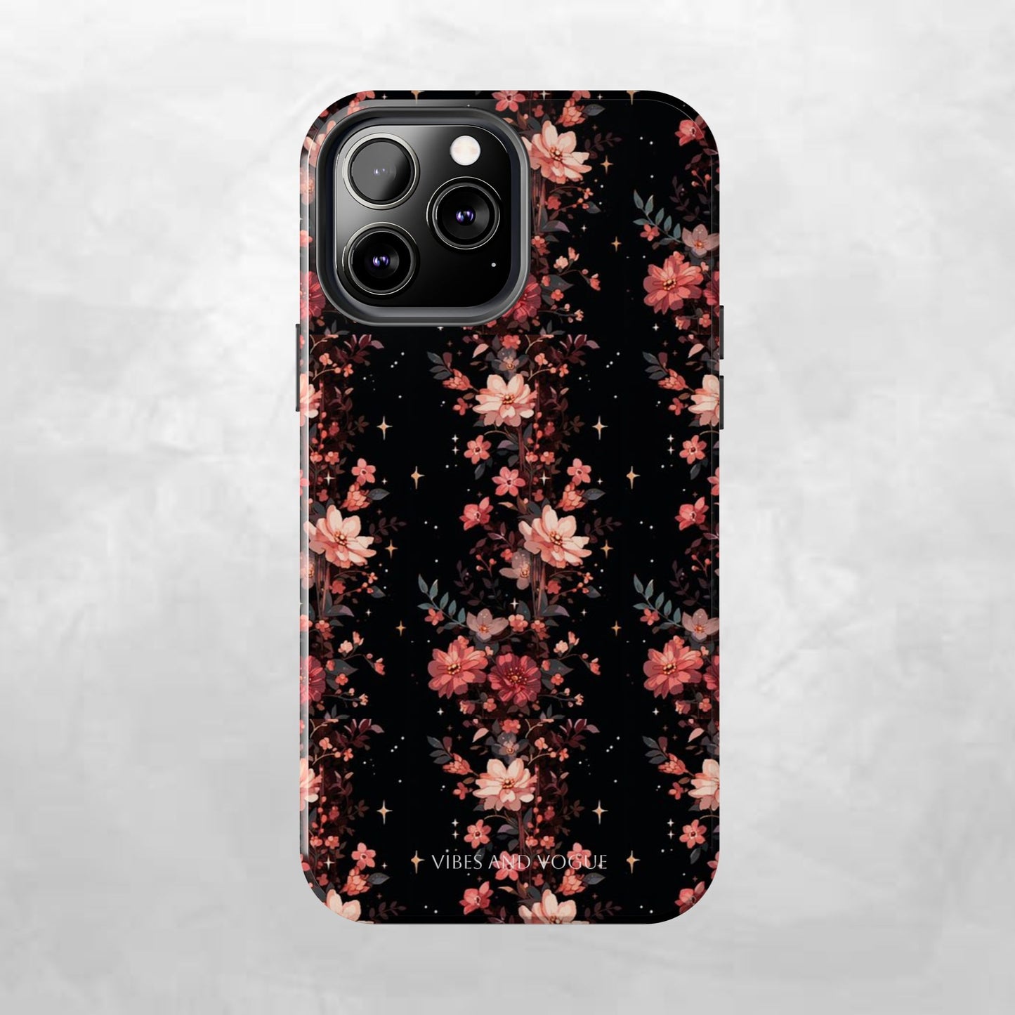 Floral Galaxy Phone Case – Dark Pink Blossom Tough Protective Case