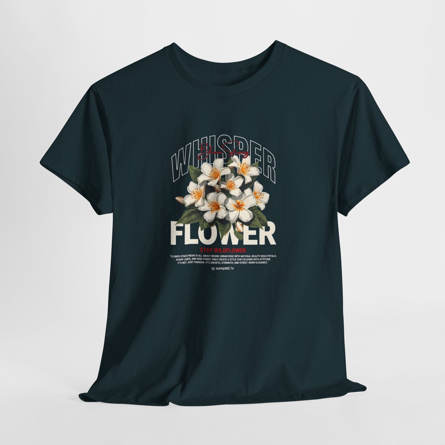 Floral "Whisper Flower" Graphic Tee — Vintage Plumeria Blossom Shirt