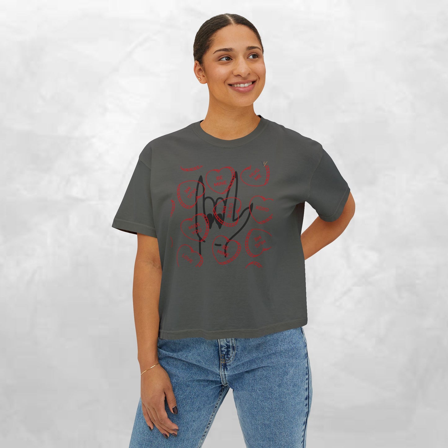 Women's Boxy Tee - Love You Graphic T-Shirt for Valentine's Day & Everyday Wear