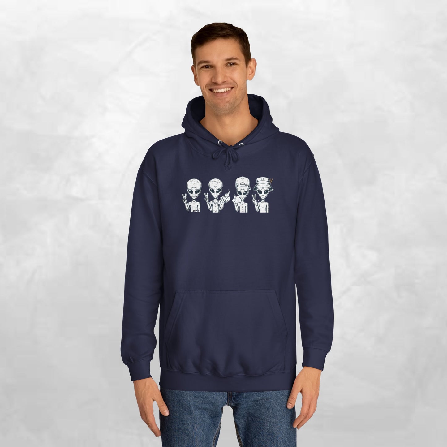 Retro Alien College Hoodie - Unisex Warm Sweatshirt for Campus Style