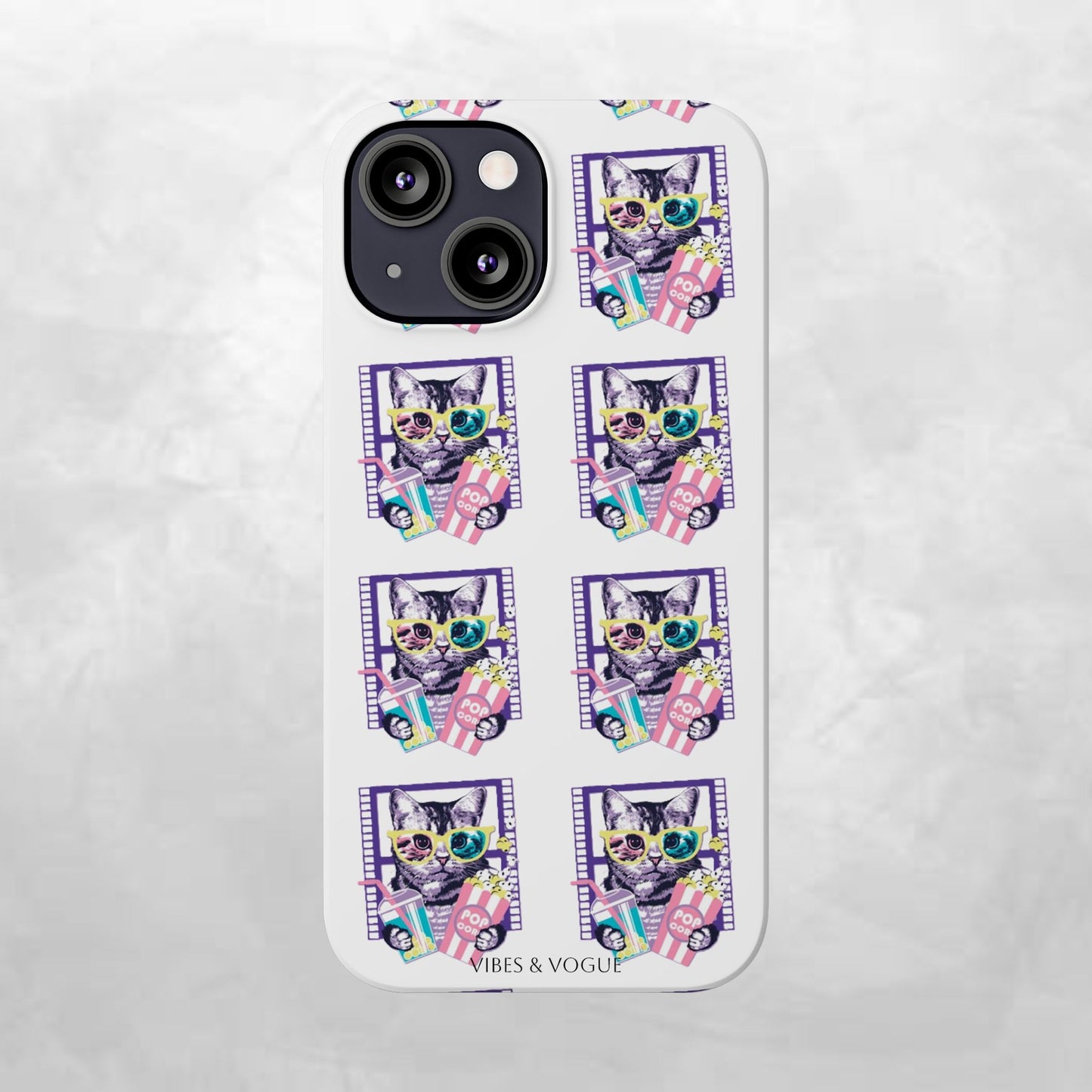 Cat Lover's Slim Phone Cases, Cute Cat Phone Covers, Pet-Themed Accessories, Gifts for Cat Lovers, Vibrant Patterned Cases