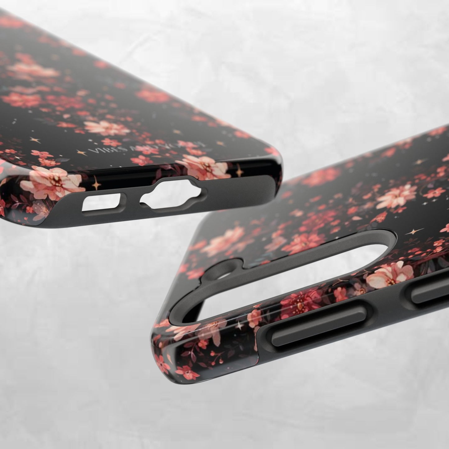 Floral Galaxy Phone Case – Dark Pink Blossom Tough Protective Case