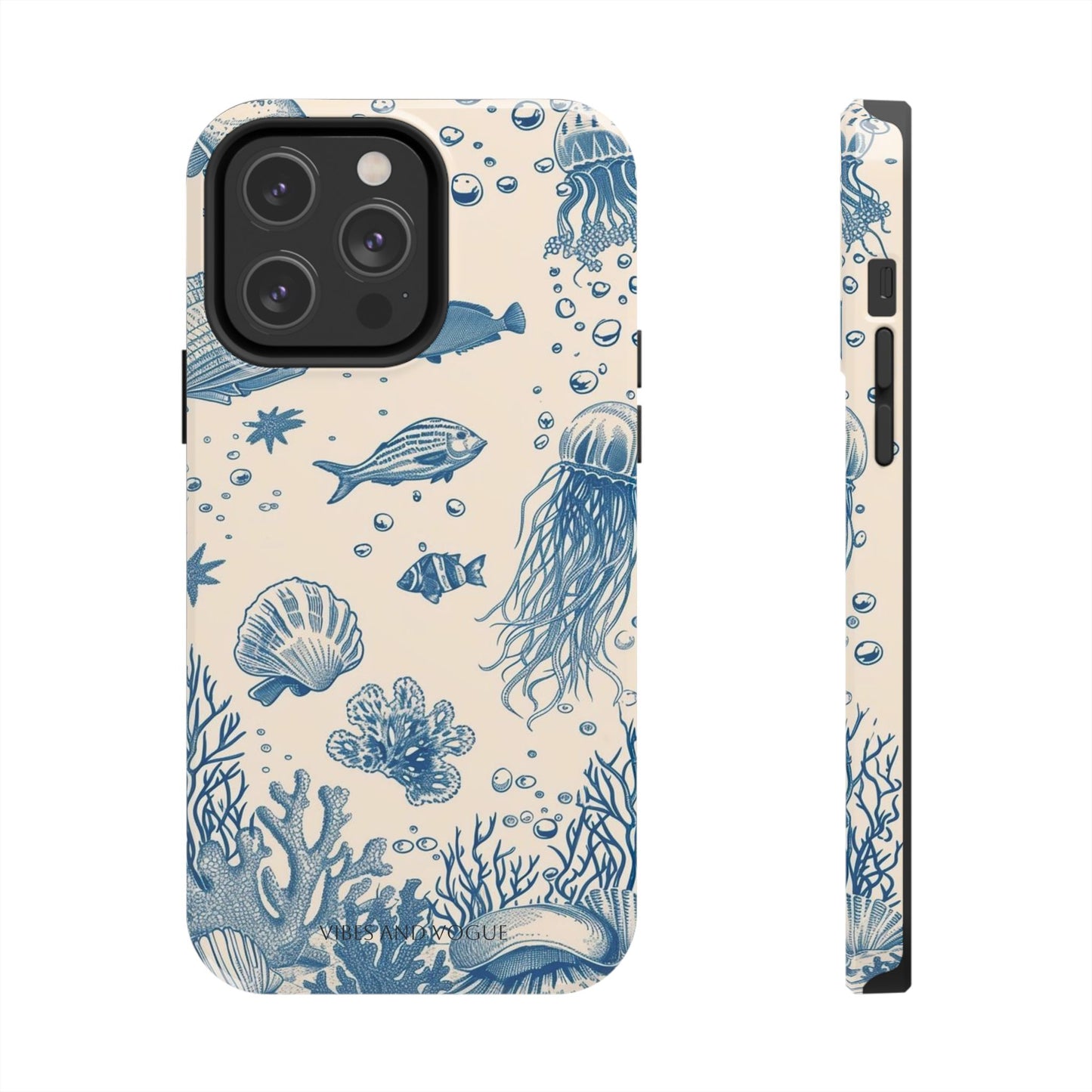Ocean Blue Marine Pattern Tough Phone Case