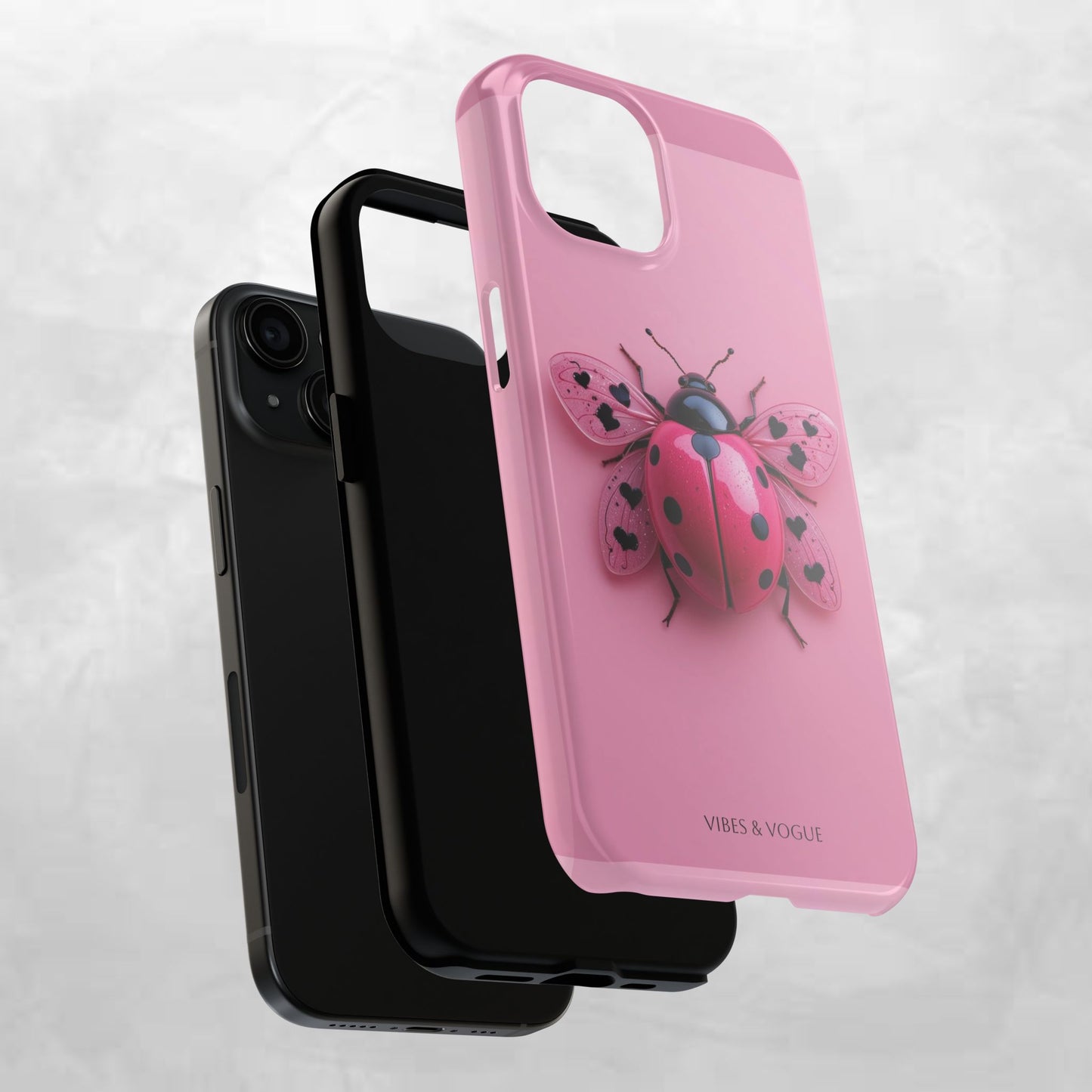 Pink Ladybug Tough Phone Case, Cute Phone Cover, Bug Lover Gift, Durable Smartphone Shell, Protective Tech Accessory