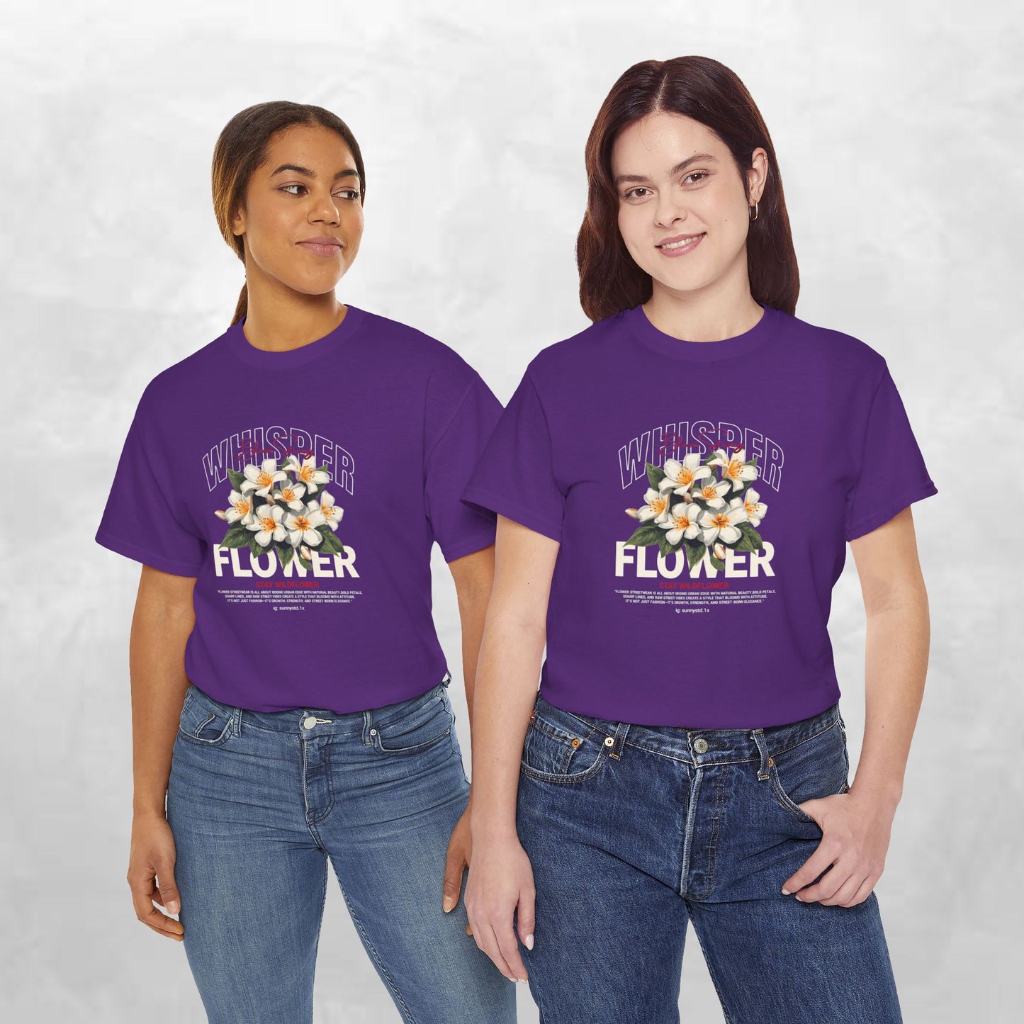 Floral "Whisper Flower" Graphic Tee — Vintage Plumeria Blossom Shirt