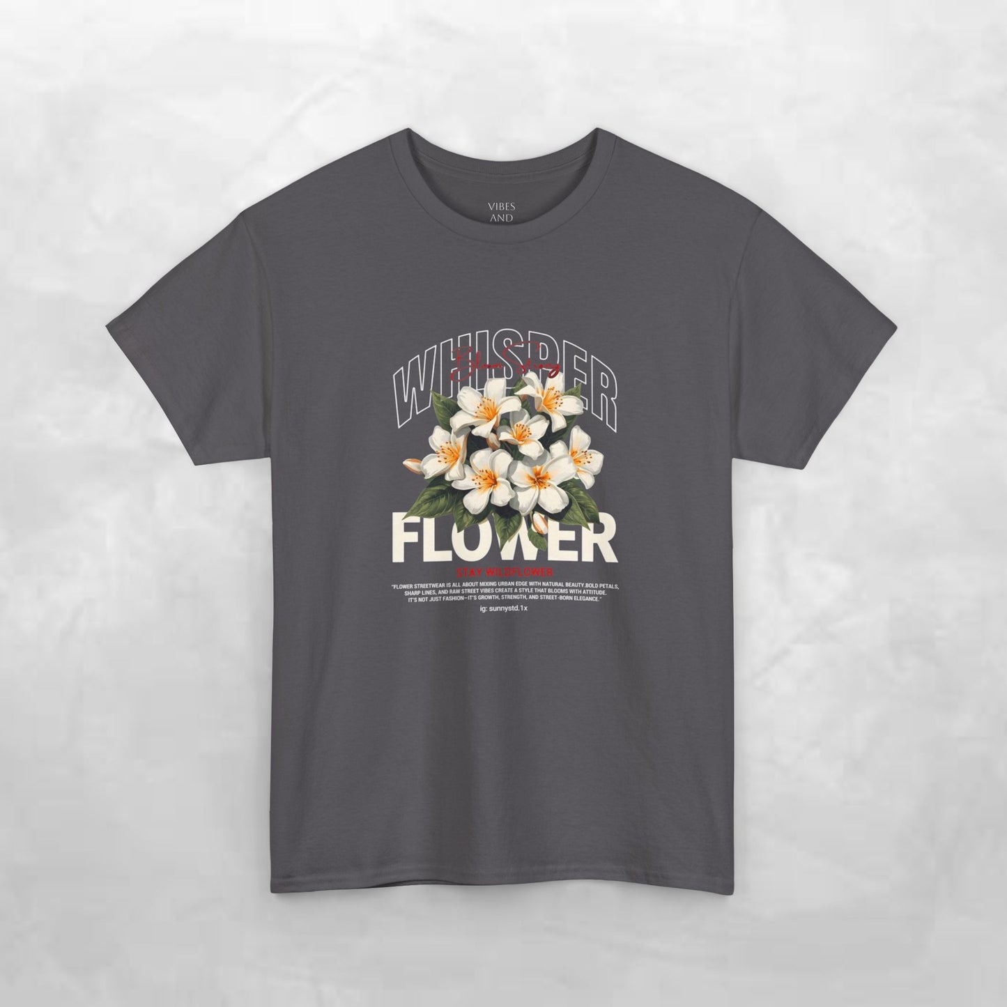 Floral "Whisper Flower" Graphic Tee — Vintage Plumeria Blossom Shirt