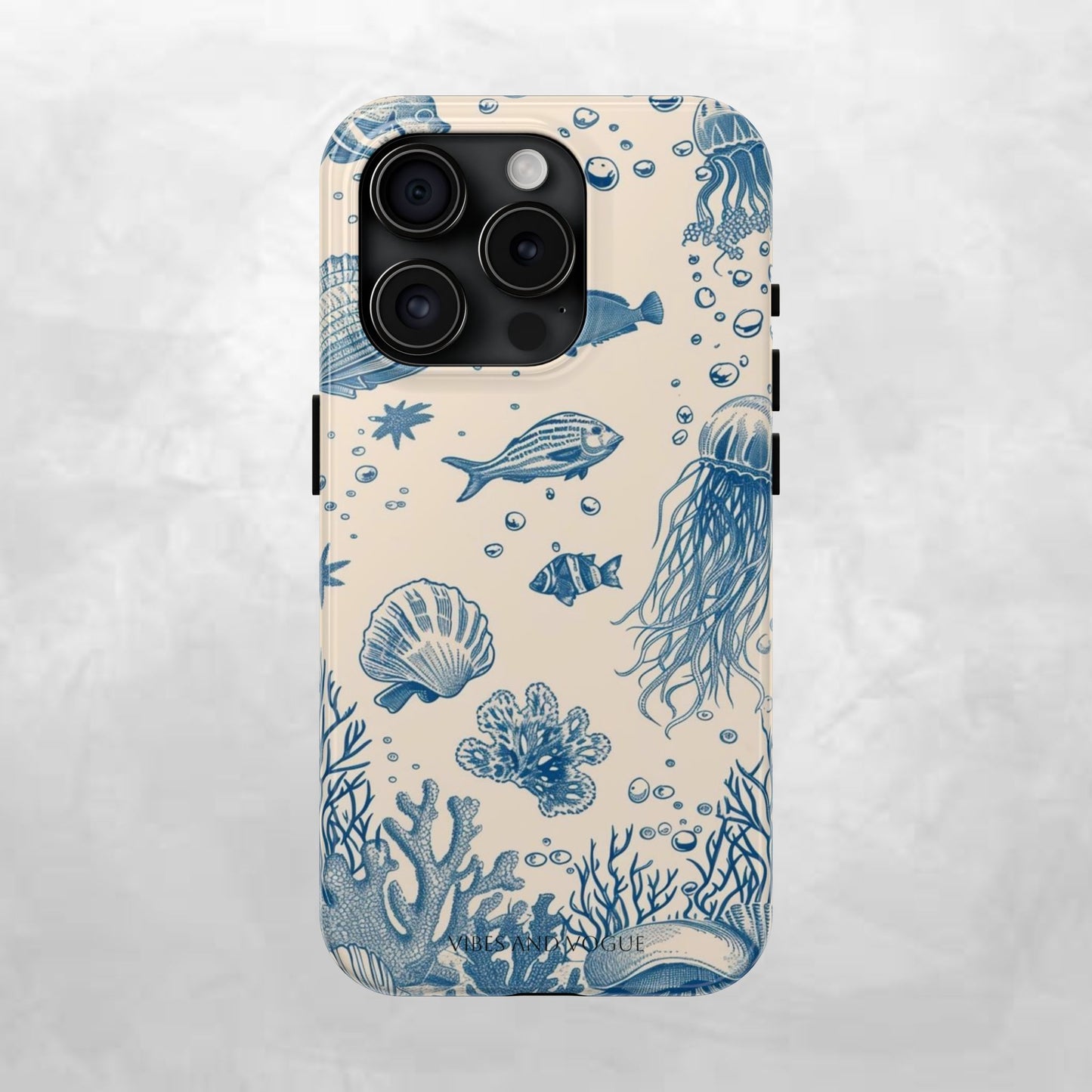 Ocean Blue Marine Pattern Tough Phone Case