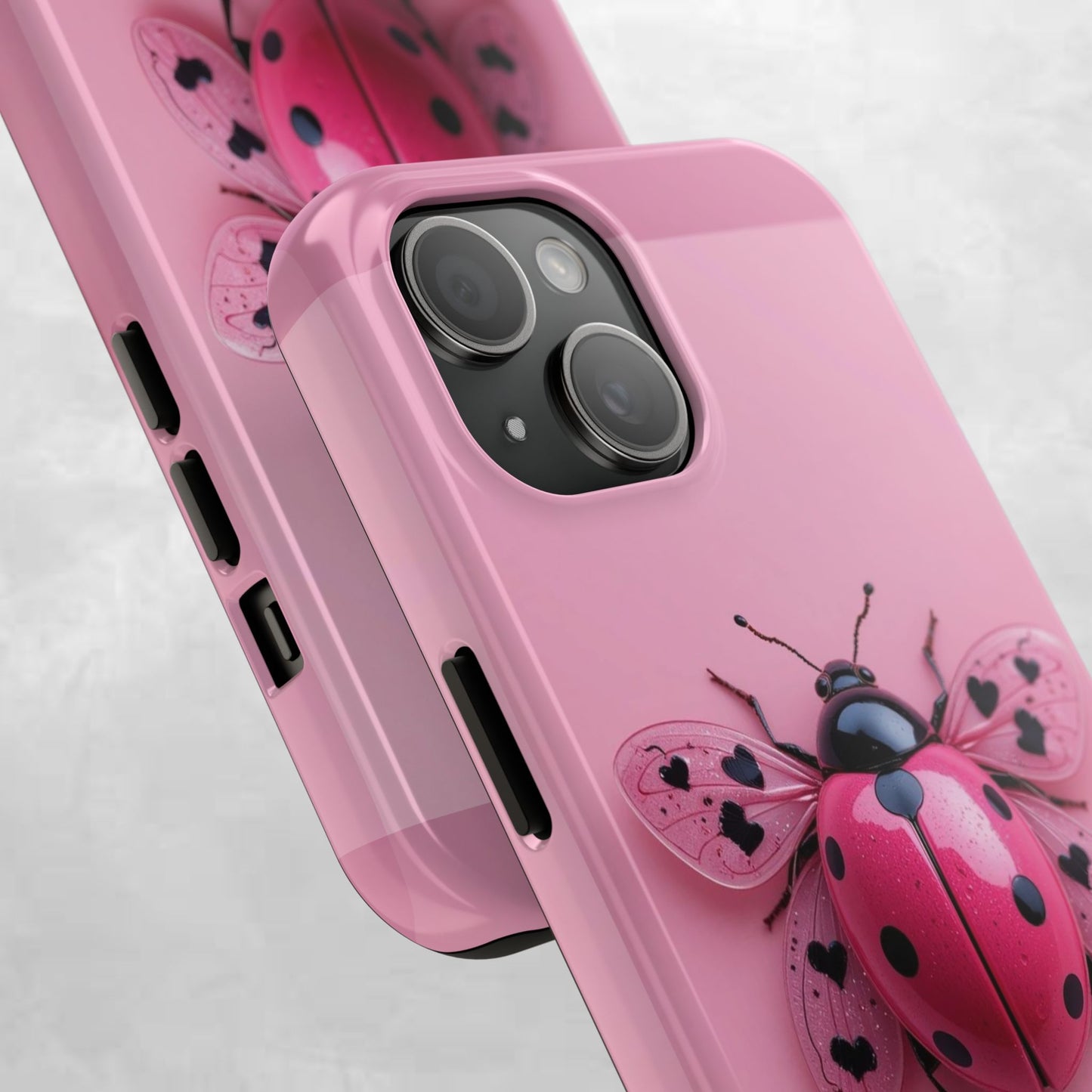 Pink Ladybug Tough Phone Case, Cute Phone Cover, Bug Lover Gift, Durable Smartphone Shell, Protective Tech Accessory