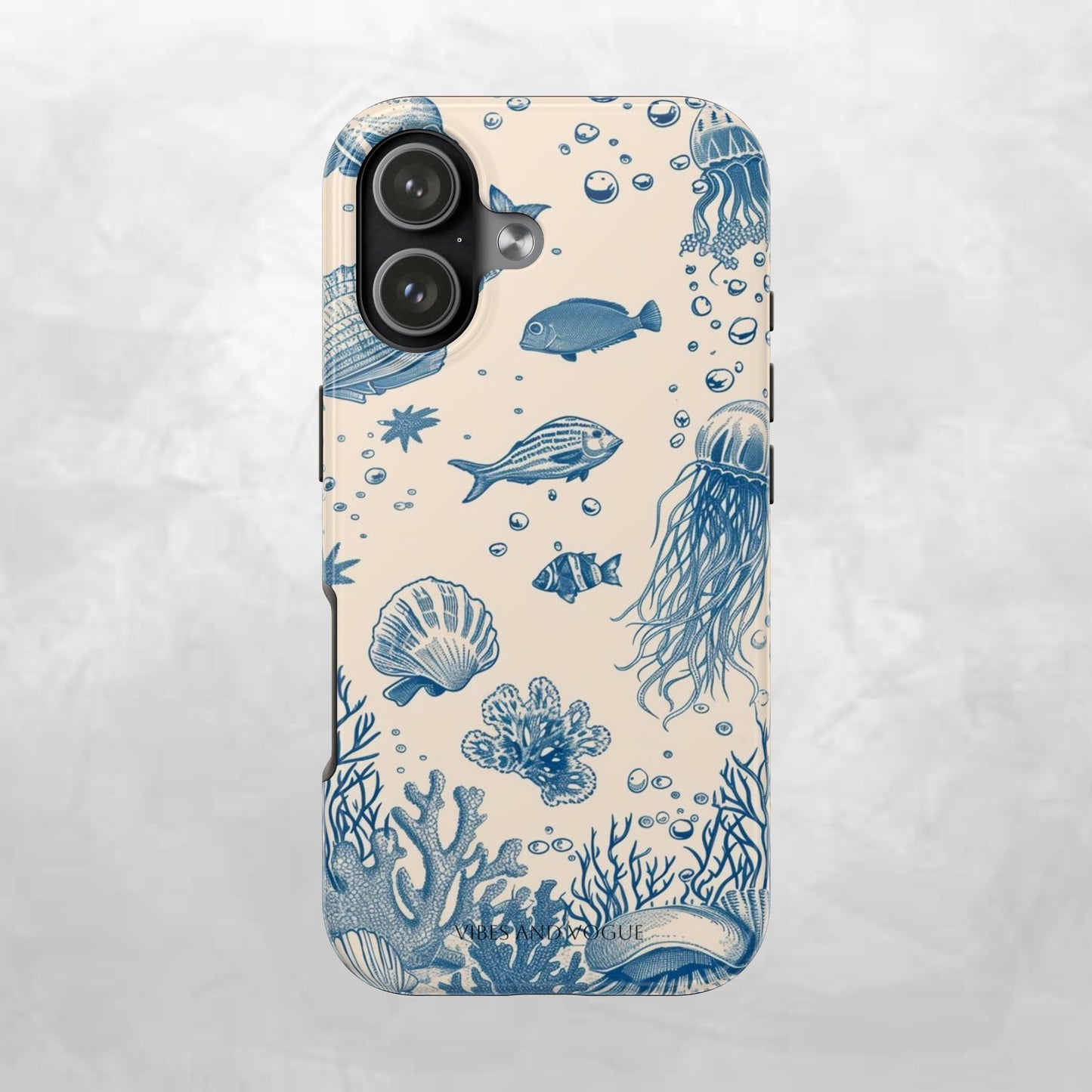 Ocean Blue Marine Pattern Tough Phone Case
