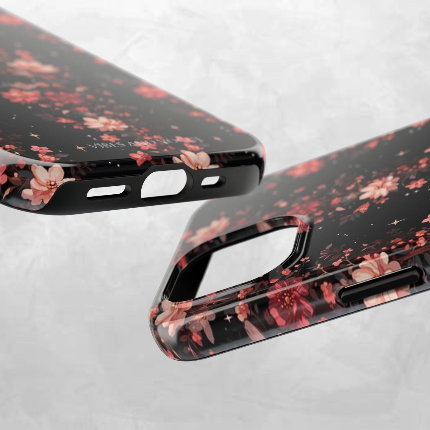 Floral Galaxy Phone Case – Dark Pink Blossom Tough Protective Case