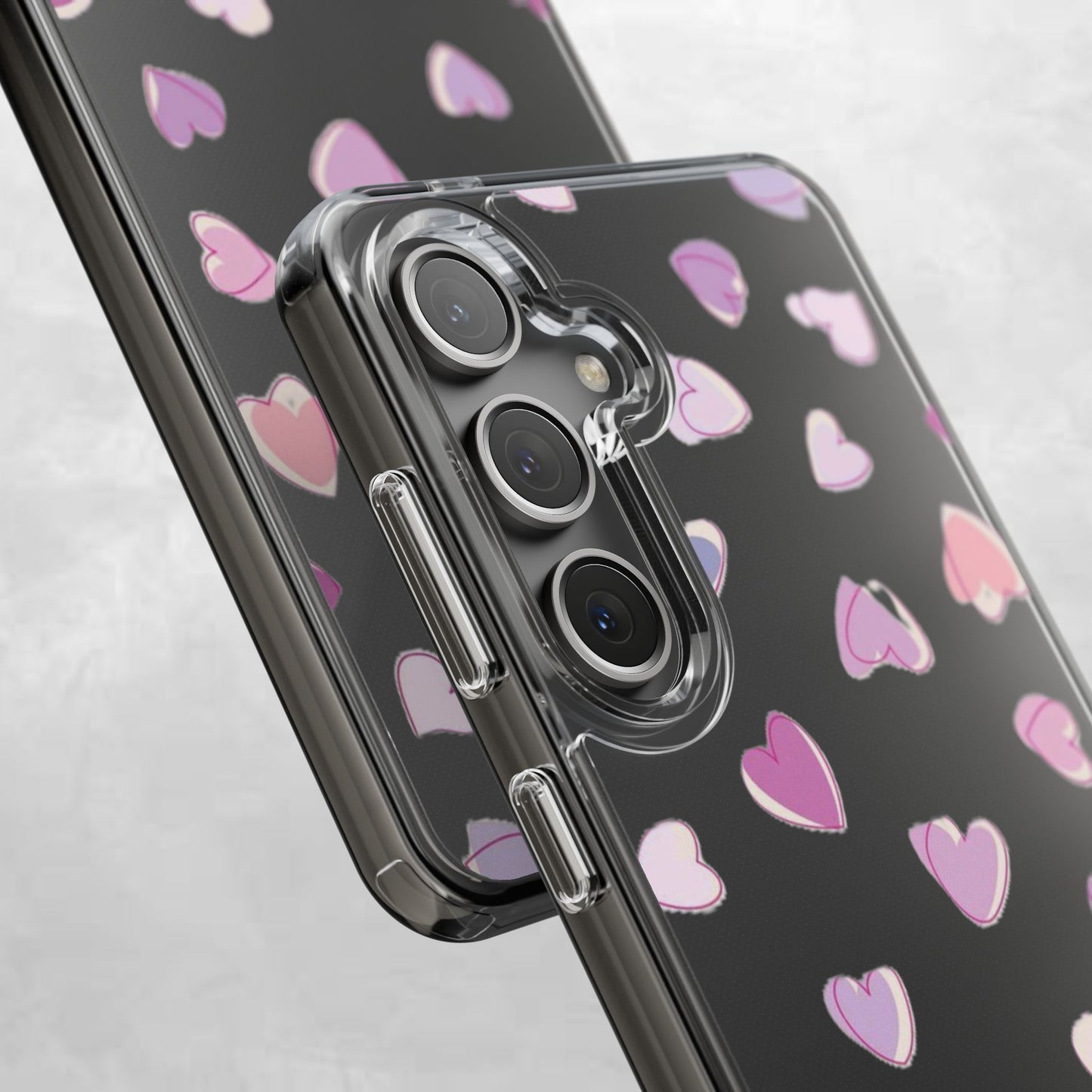 Heart Pattern Clear Case, Cute Phone Cover, Valentine's Day Gift, Trendy Phone Accessory, Love Theme Case