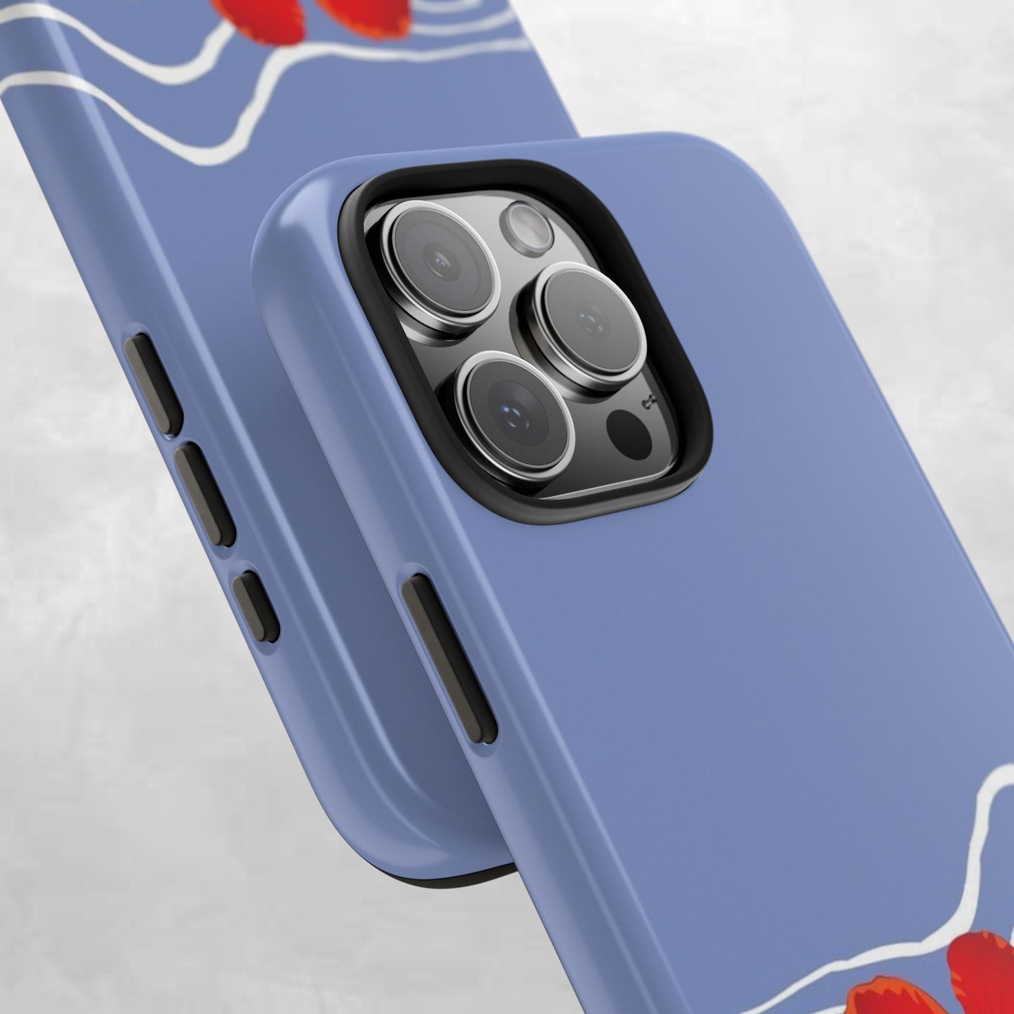 Tough Phone Case — Red Hibiscus Waves (Durable Protective Phone Cover)