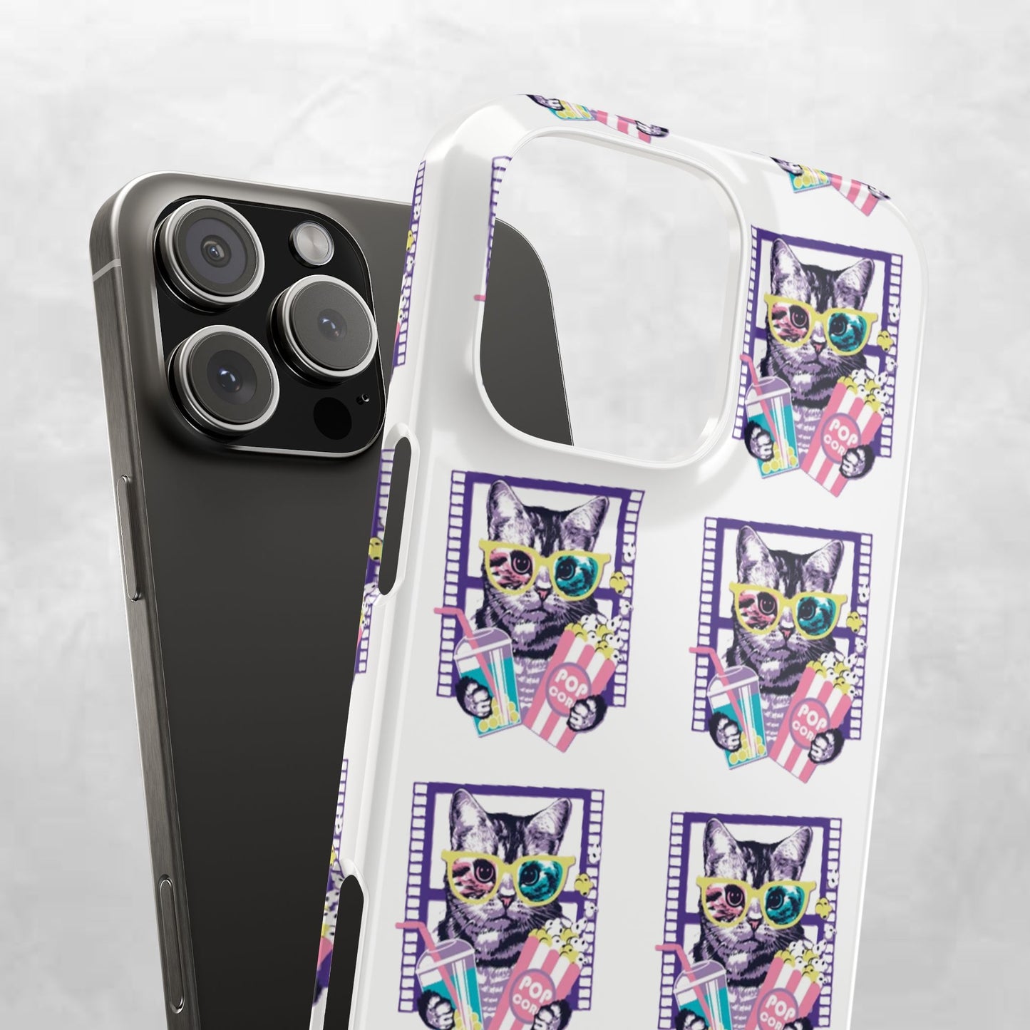 Cat Lover's Slim Phone Cases, Cute Cat Phone Covers, Pet-Themed Accessories, Gifts for Cat Lovers, Vibrant Patterned Cases