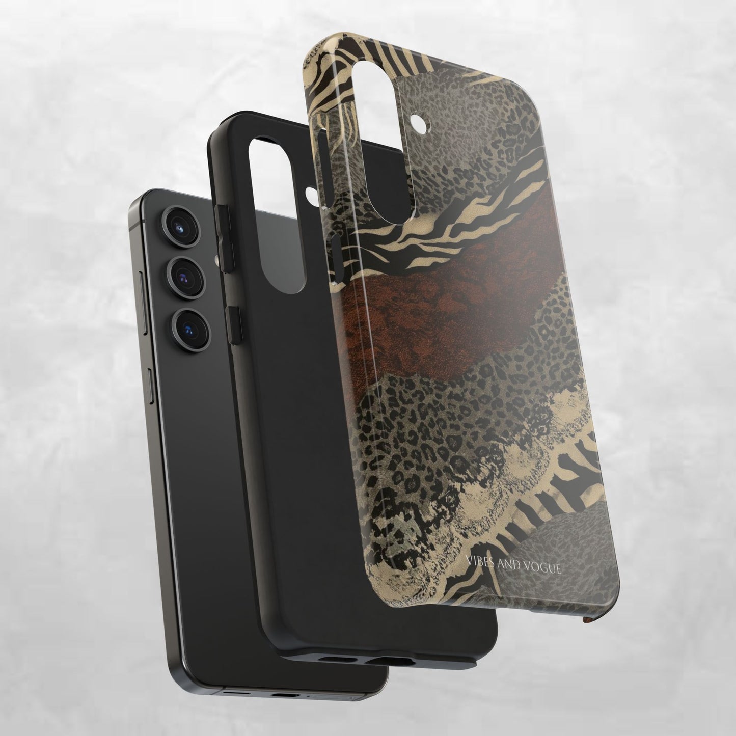 Safari Patchwork Tough Phone Case — Brown Leopard & Zebra Animal Print
