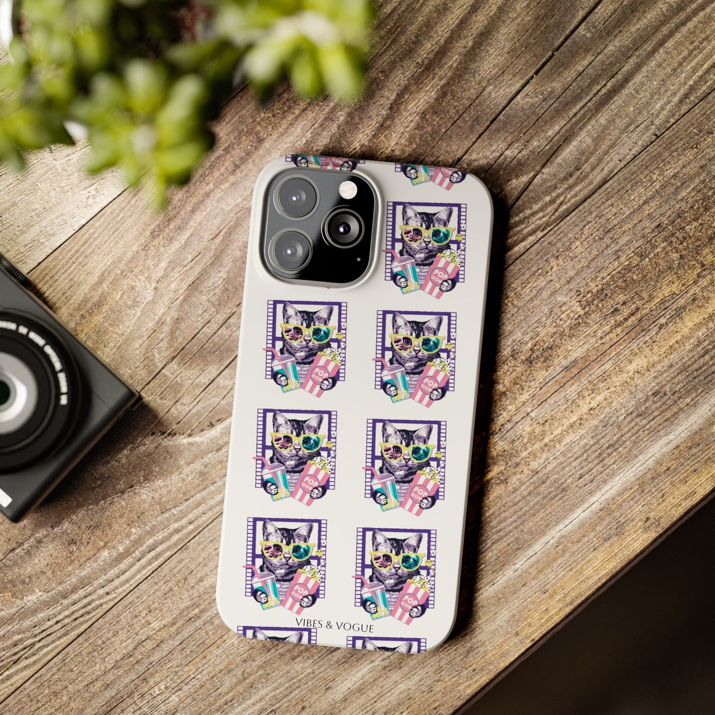 Cat Lover's Slim Phone Cases, Cute Cat Phone Covers, Pet-Themed Accessories, Gifts for Cat Lovers, Vibrant Patterned Cases