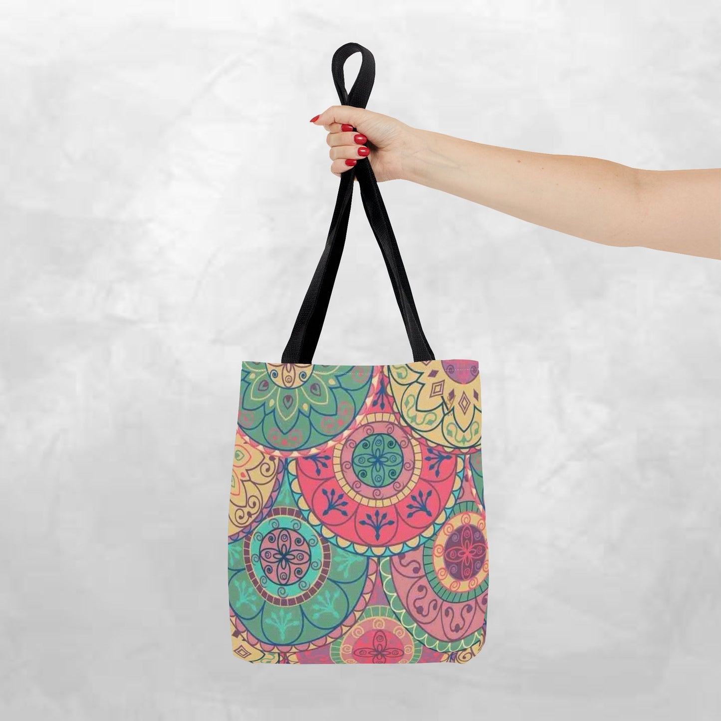 Vibrant Mandala Tote Bag, Boho Chic Carrying Bag, Eco-Friendly Shopping Tote, Gypsy Style Grocery Bag, Summer Festival Accessory