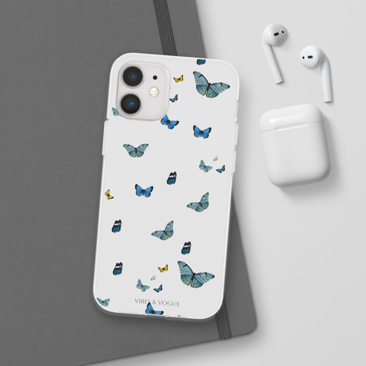 Butterfly Vibes Phone Case, Flexible Phone Cover, Elegant Phone Accessory, Gift for Nature Lovers, Spring Decor, Eco-Friendly Case