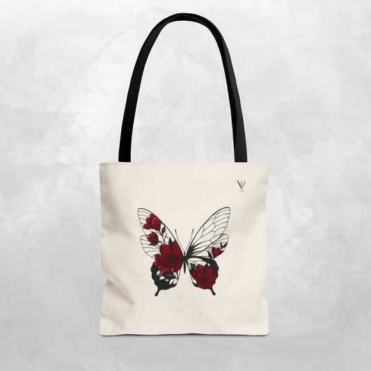Butterfly Floral Tote Bag, Elegant Carry-All, Eco-Friendly Shopping Bag, Gift for Her, Boho Style