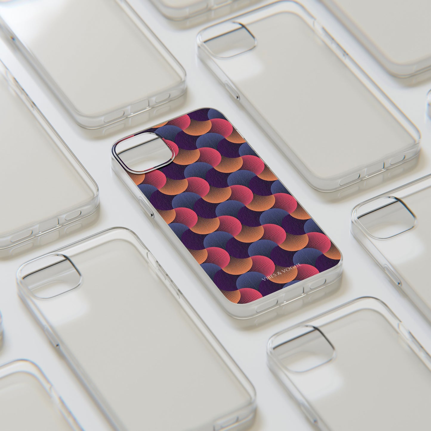 Colorful Retro Wave Clear Silicone Phone Case