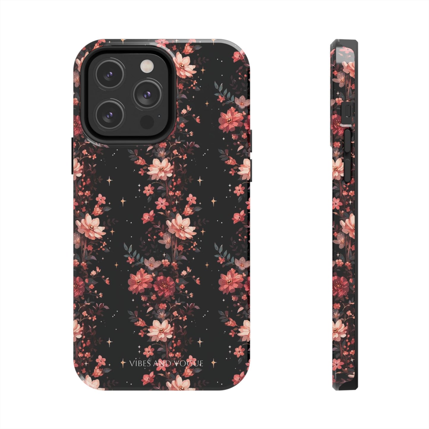 Floral Galaxy Phone Case – Dark Pink Blossom Tough Protective Case