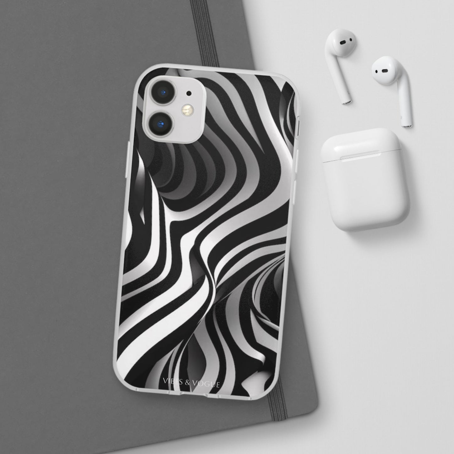 Stylish Phone Cases, Trendy Flexi Cases for iPhone, Black and White Art Case, Gifts for Him/Her, Phone Accessories, Unique Design
