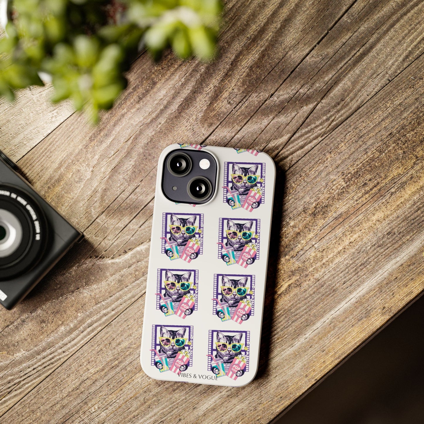 Cat Lover's Slim Phone Cases, Cute Cat Phone Covers, Pet-Themed Accessories, Gifts for Cat Lovers, Vibrant Patterned Cases