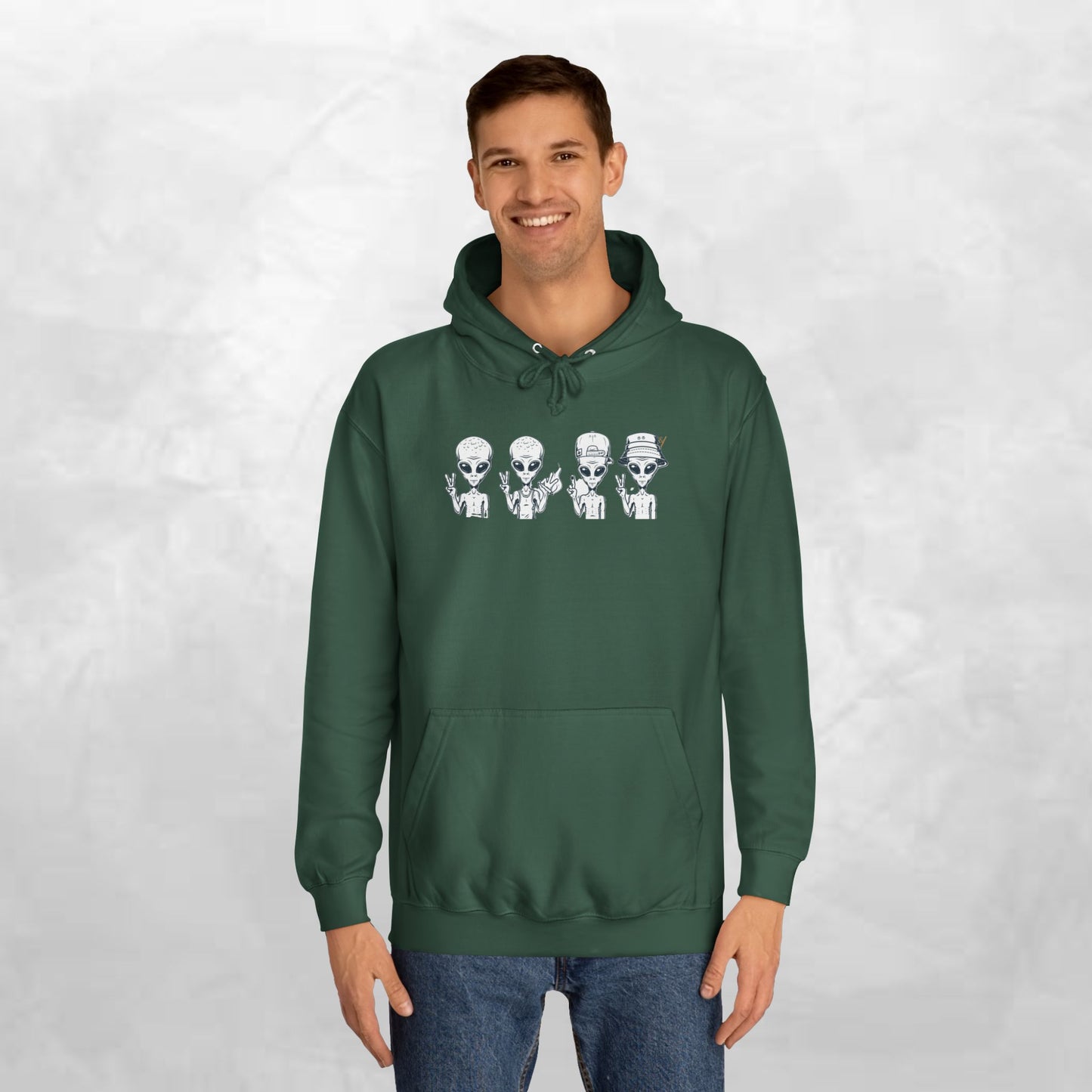 Retro Alien College Hoodie - Unisex Warm Sweatshirt for Campus Style