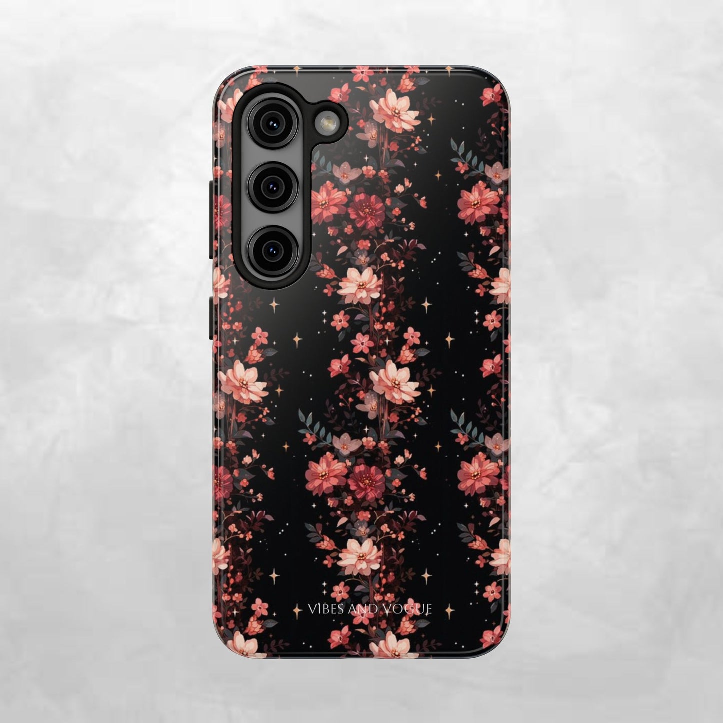 Floral Galaxy Phone Case – Dark Pink Blossom Tough Protective Case
