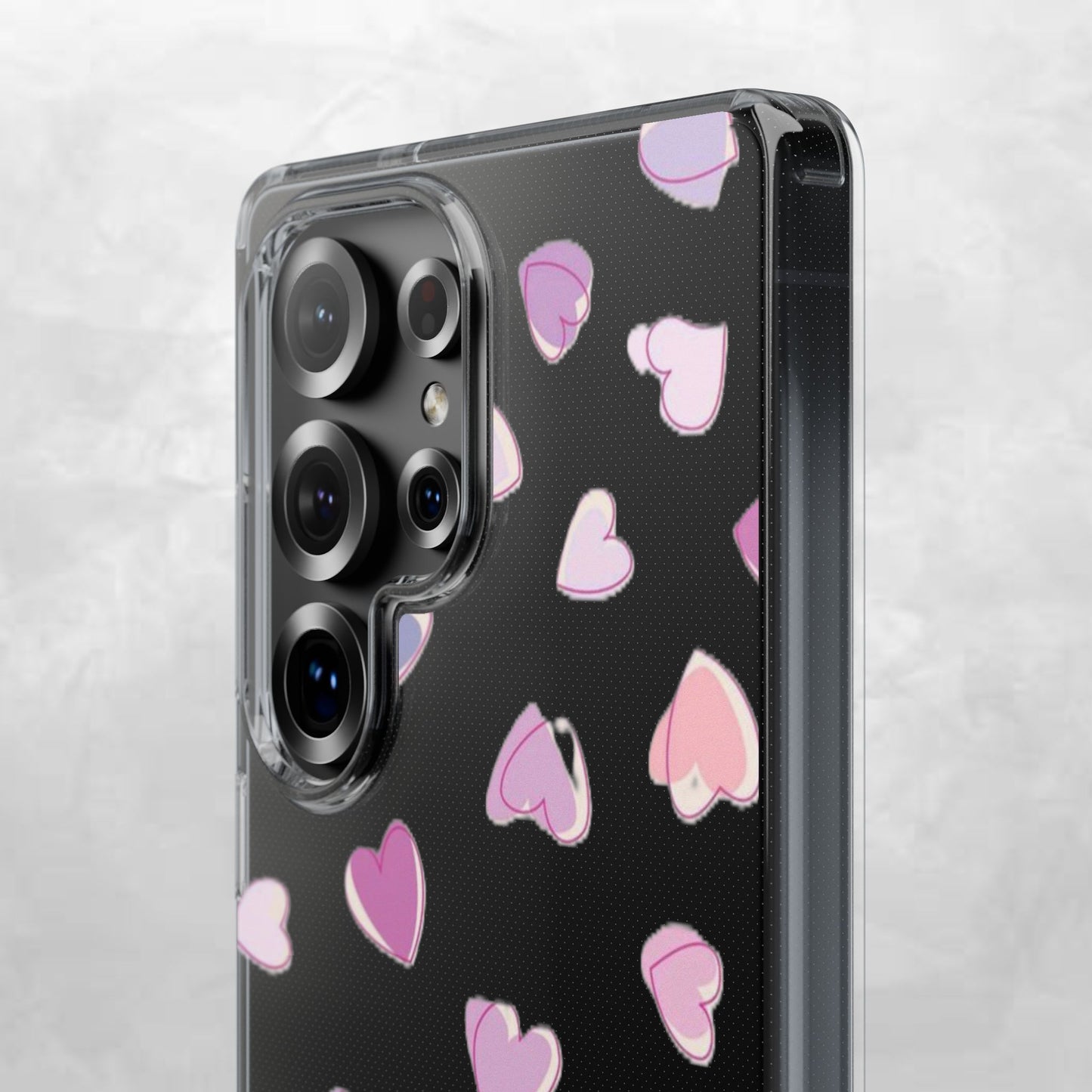 Heart Pattern Clear Case, Cute Phone Cover, Valentine's Day Gift, Trendy Phone Accessory, Love Theme Case