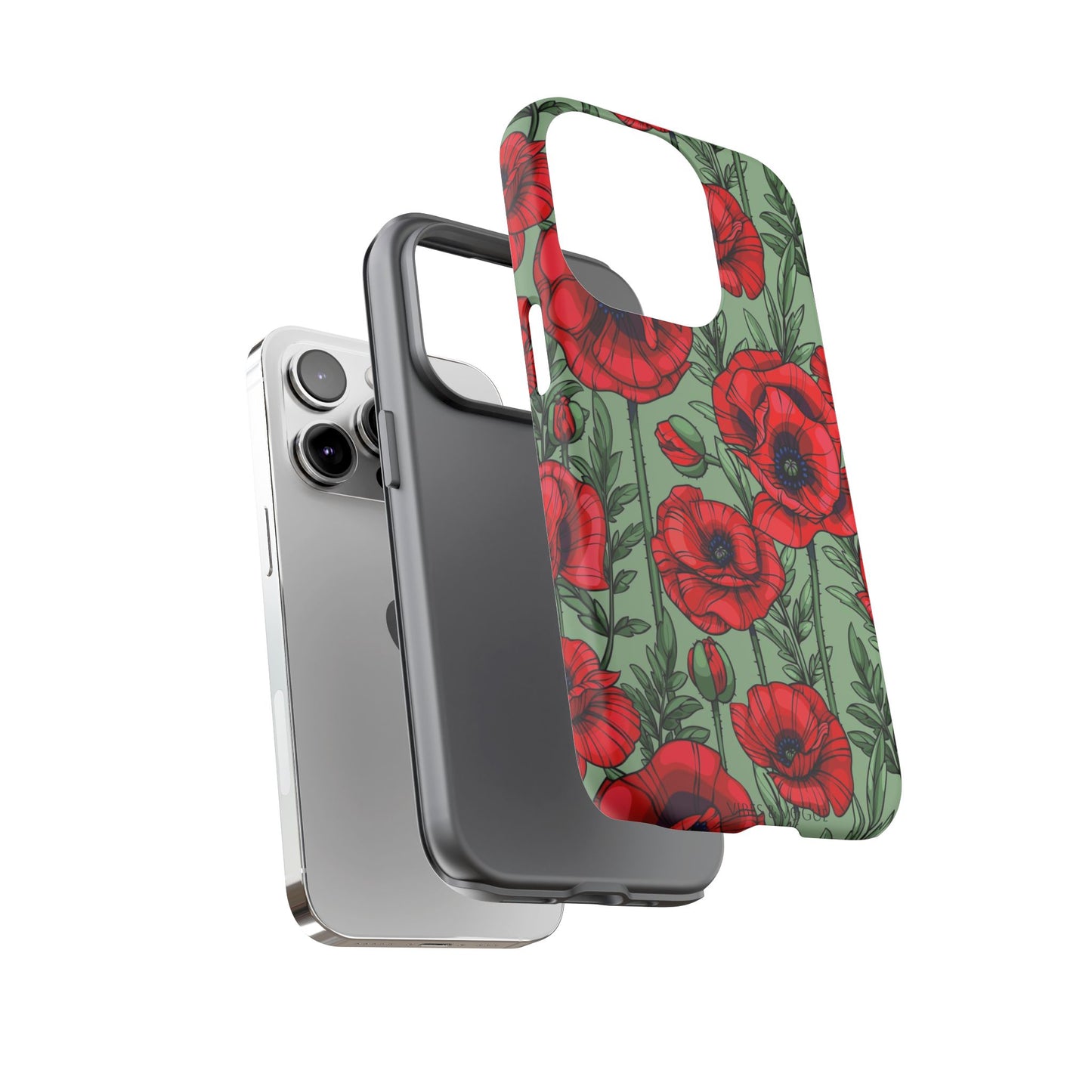 Floral Tough Case - Red Poppy Design for iPhone