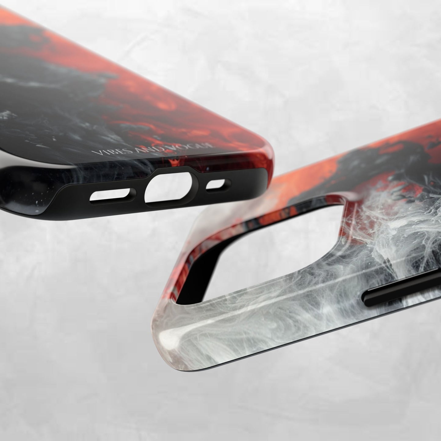 Abstract Red & Black Smoke Tough Phone Case — Vibes and Vogue Protective Cover