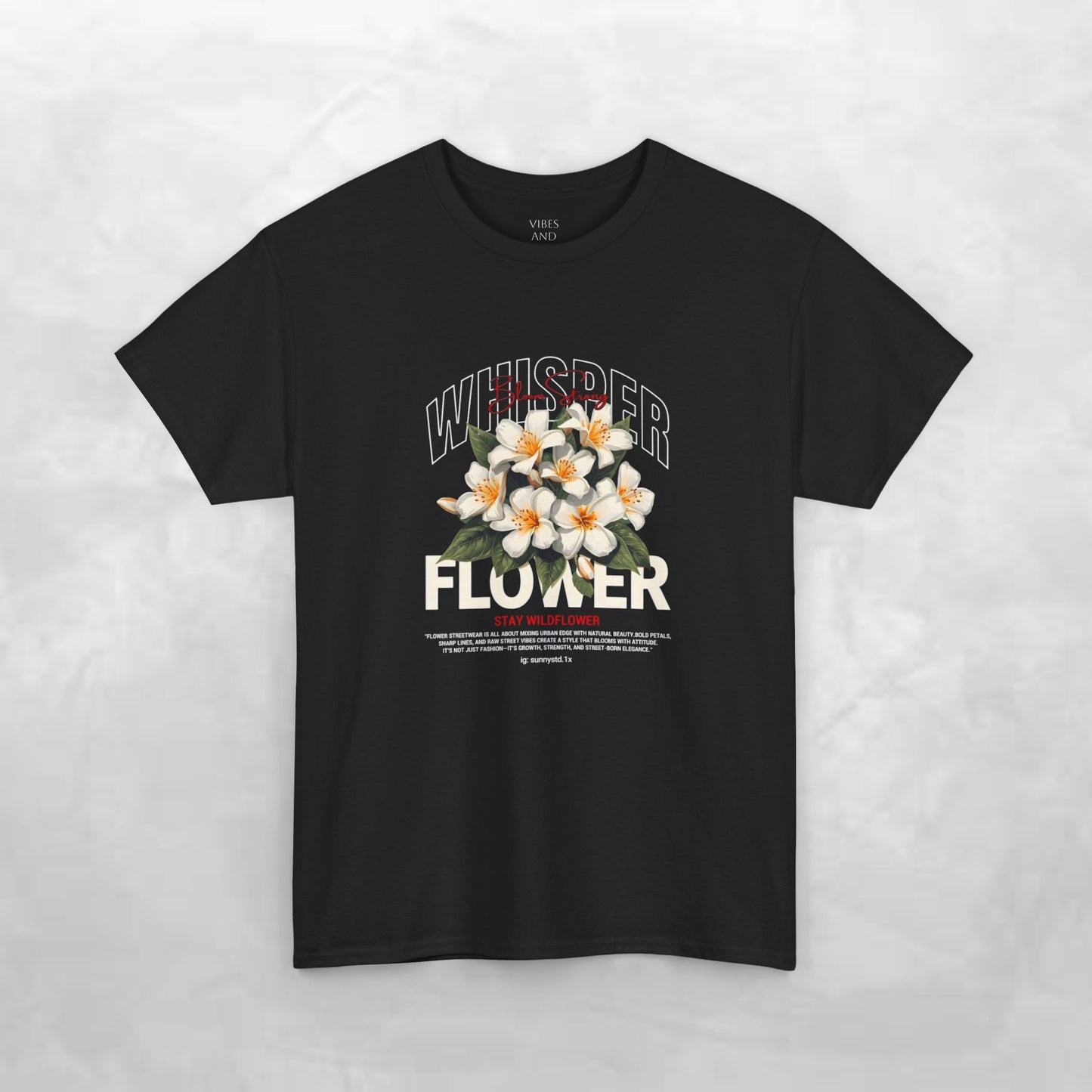 Floral "Whisper Flower" Graphic Tee — Vintage Plumeria Blossom Shirt