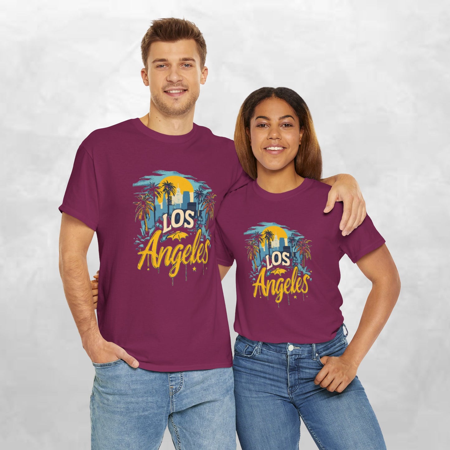 Los Angeles Sunset Unisex Heavy Cotton Tee - Casual Comfortable Streetwear