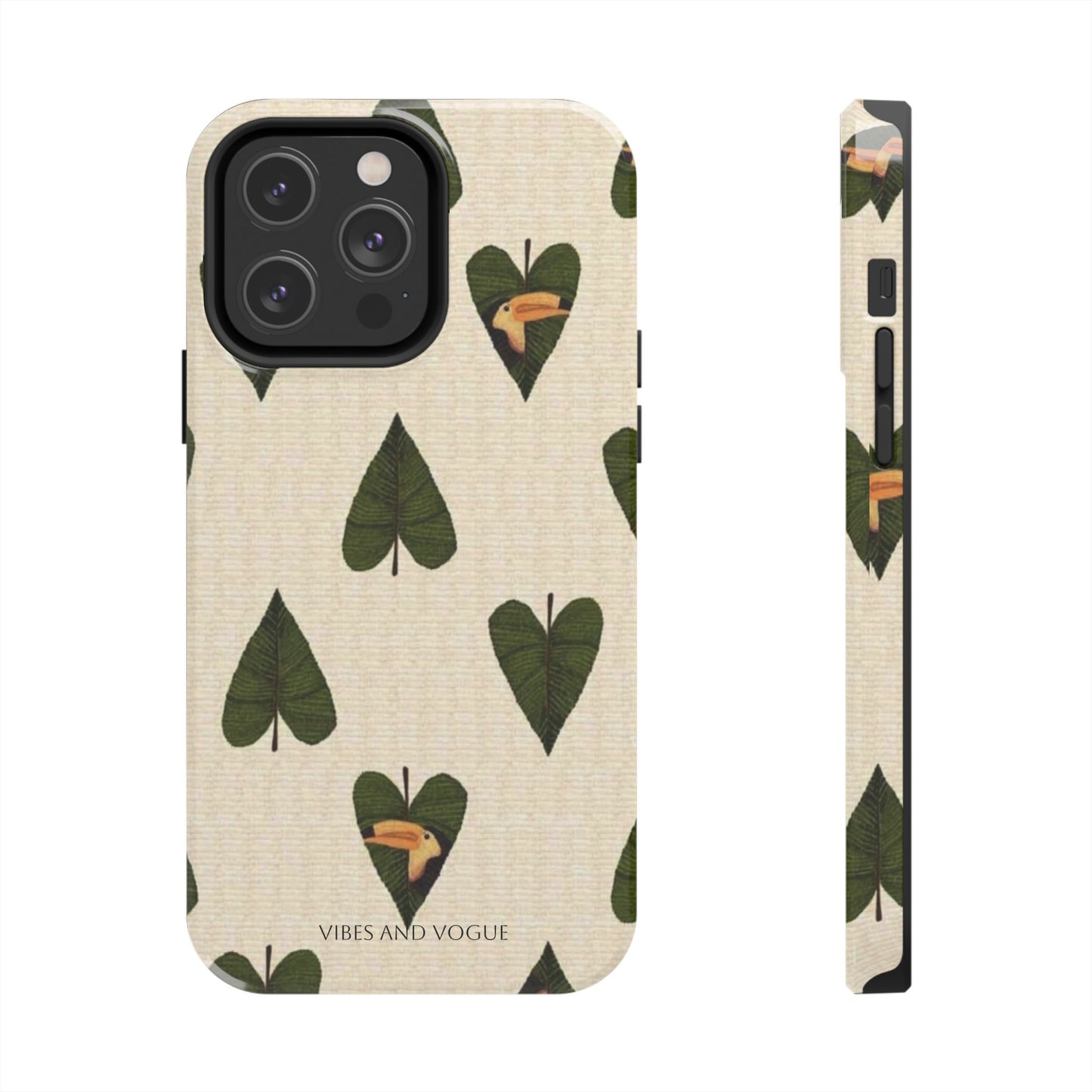 Tough Phone Case — Green Leaf Heart Pattern Tough Phone Case (Vibes and Vogue)