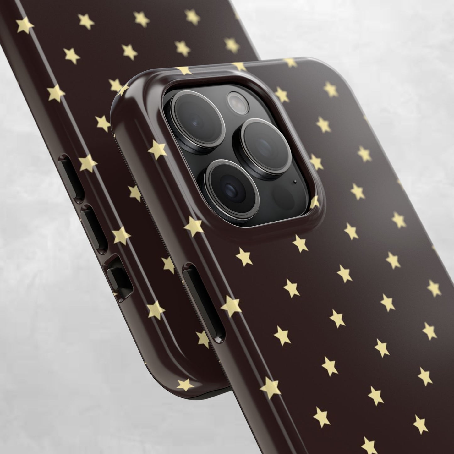 Star Pattern Tough Phone Case — Gold Stars on Chocolate Brown